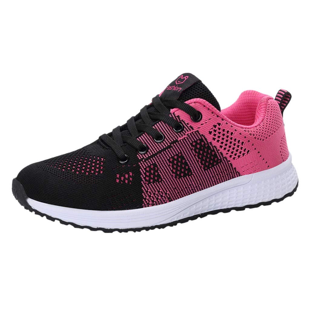 DNYELQ Women's Non-Slip Casual Sneakers - Breathable Mesh Running Shoes with Lace-Up Design, Solid Color Wedge Platform for Students & Daily Wear (Size 6) - Perfect for School, Gym, Workout & Street Fashion