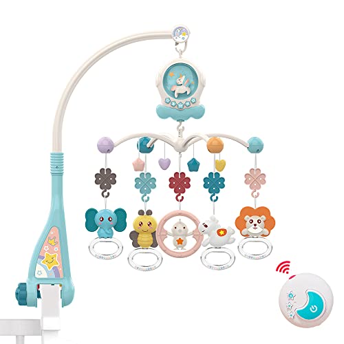 Eners Baby Musical Crib Mobile with Night Light & Rotation - Remote Control, Soothing Rattles & Comfort Toys for Newborns, Infants & Toddlers (Green) | Perfect Nursery Decor for Boys & Girls Bedrooms