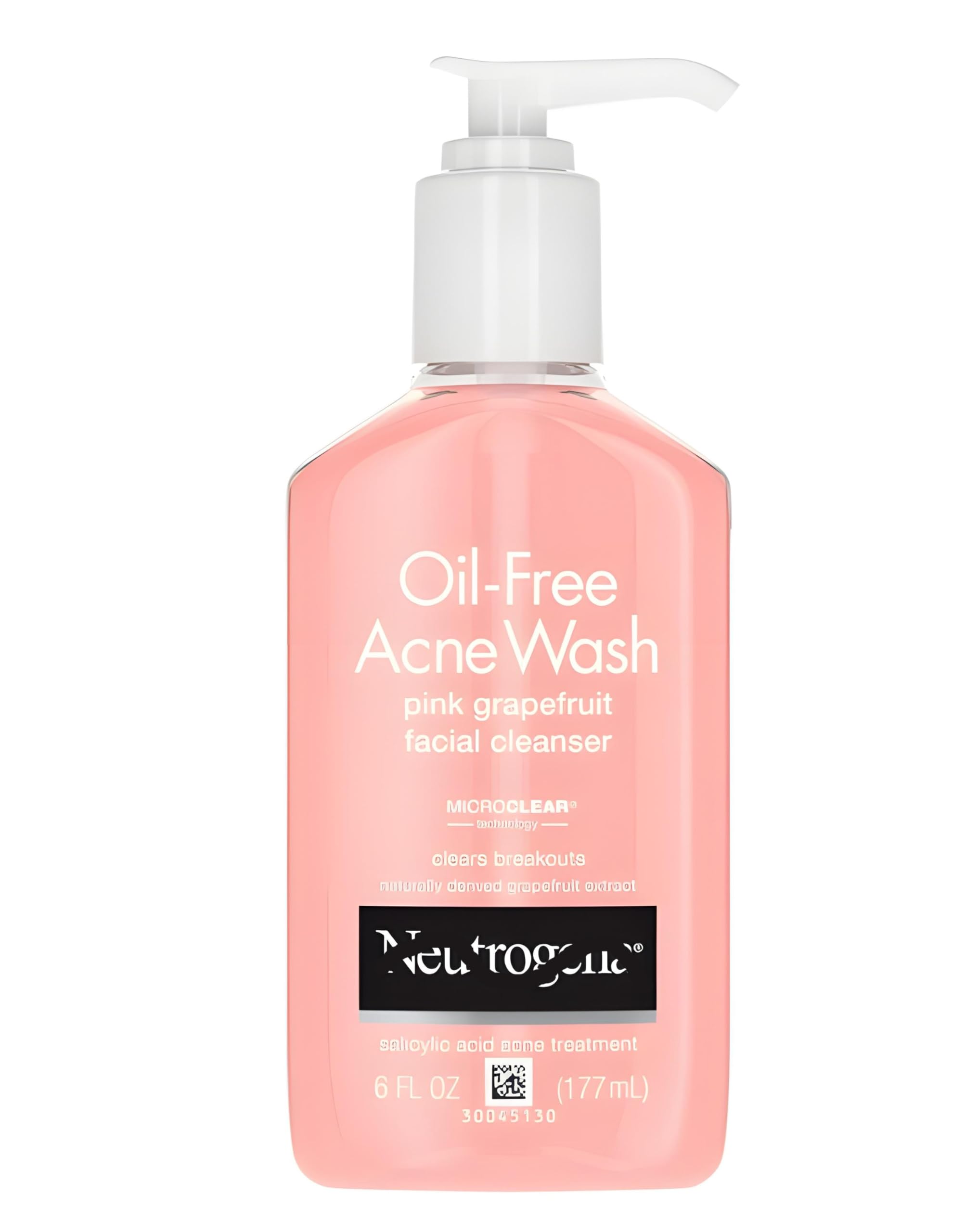 Neutrogena Oil-Free Pink Grapefruit Acne Facial Cleanser, 6 fl oz - Gentle Daily Face Wash for Oily & Acne-Prone Skin - Refreshing Grapefruit Scent - Perfect for Morning & Night Skincare Routine