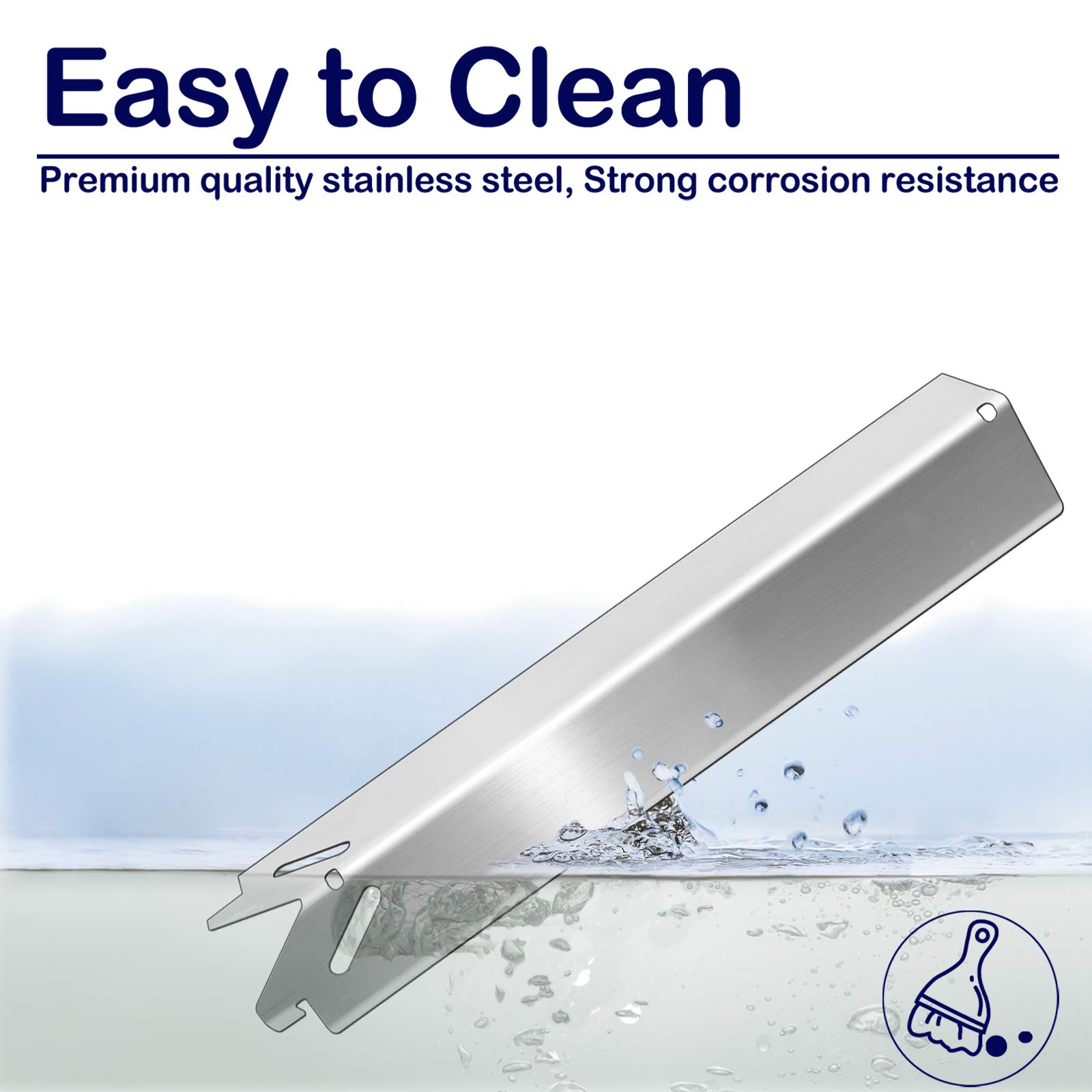 Stainless Steel Heat Plate Shield for Brinkmann 810-4221-S & 810-6420-S Gas BBQ Grill - 4 Pack 14 7/8