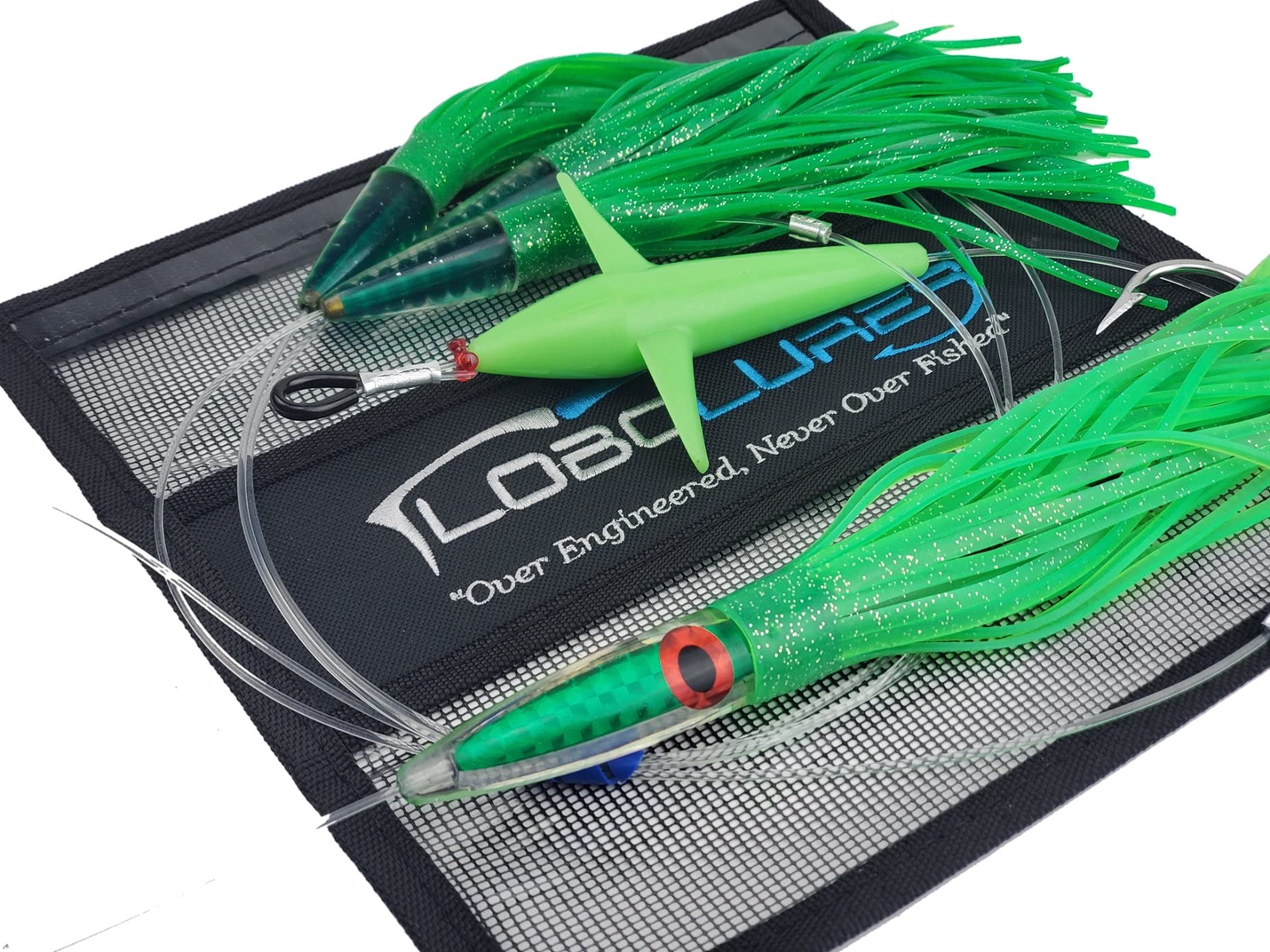 Premium Tuna Fishing Lure Kit - 222 Tuna Crack Commotion Splash Machine with Bullet Daisy Chain, 400lb Leader & 10/0 Hook - Perfect for Offshore Tuna Fishing & Big Game Saltwater Angling