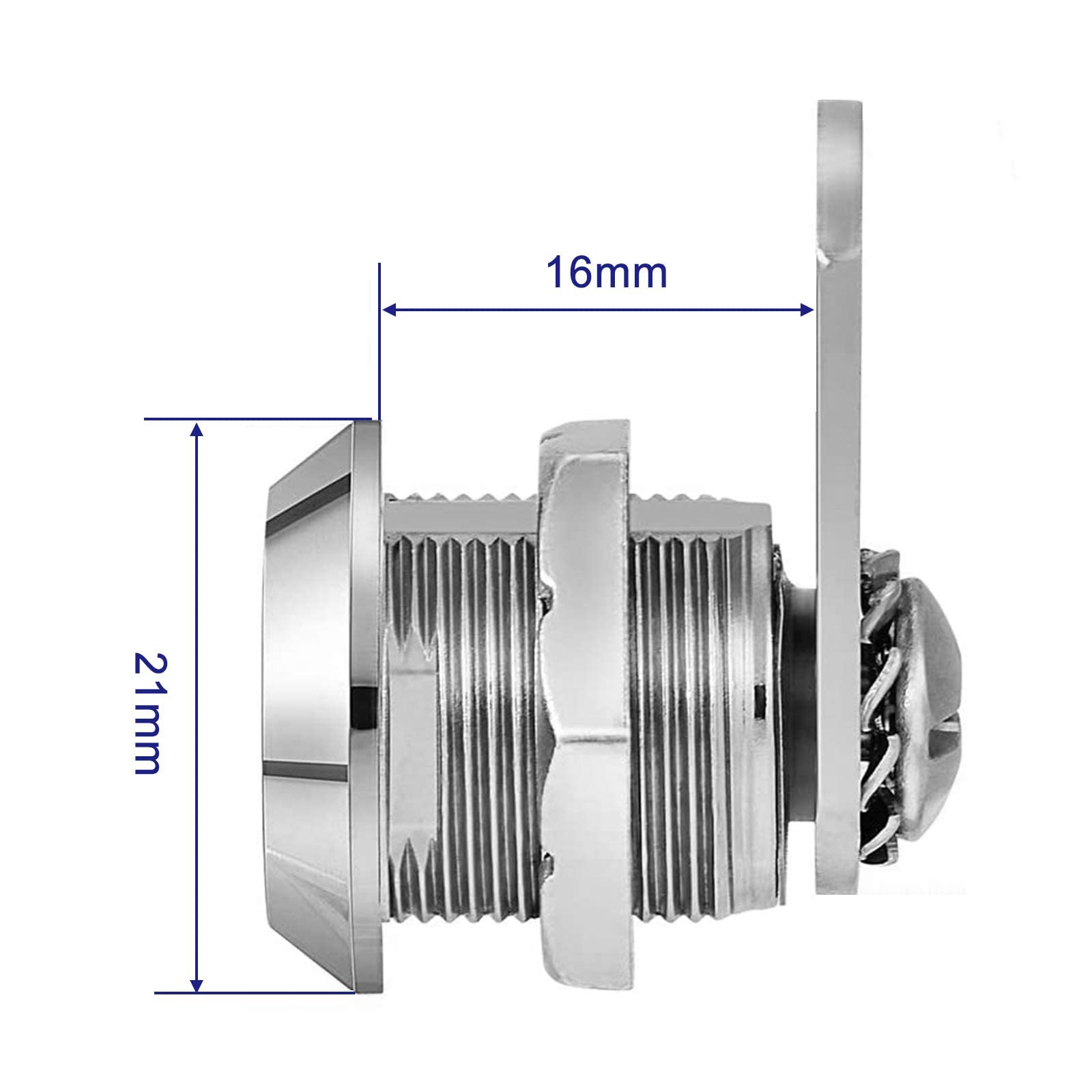 16mm Zinc Alloy Drawer Tubular Lock with 2 Keys - Secure Cam Cylinder for Mailbox, Cabinet, Tool Box & Door Hardware (Ideal for Home, Office & Storage Security)
