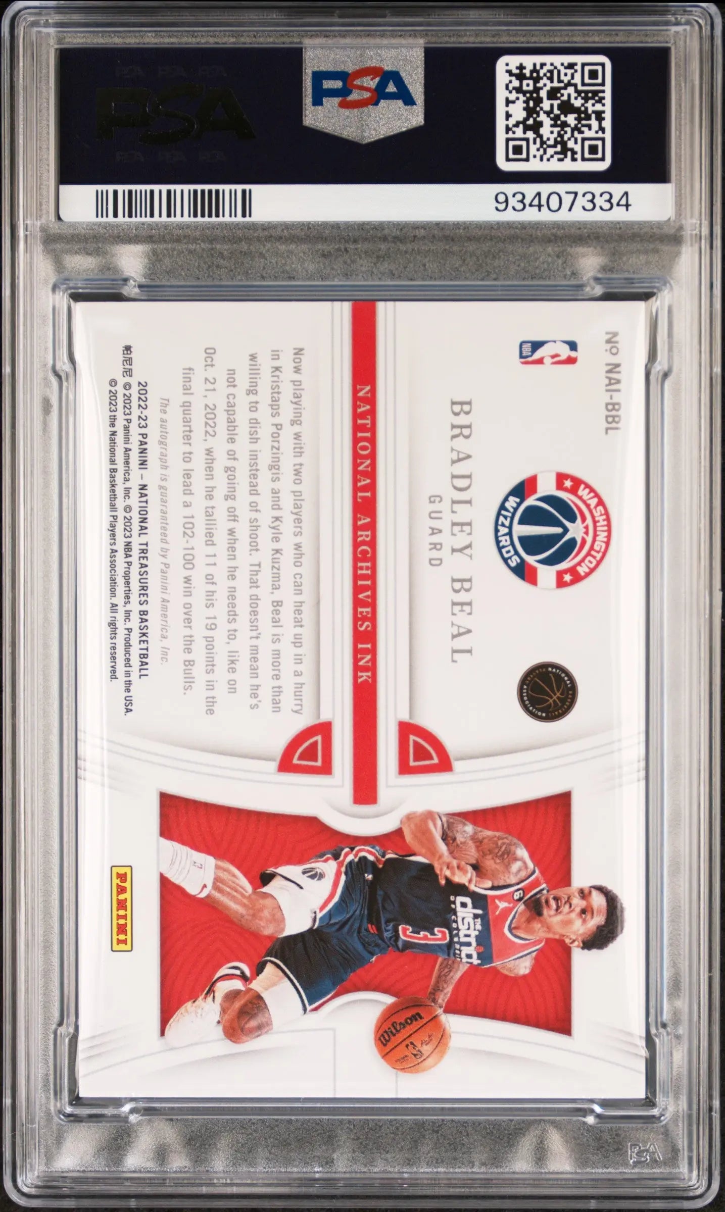 2022 Panini National Treasures National Archives Ink Bradley Beal PSA 10 48/49 Basketball Trading Card - Perfect for Collectors, Investment & Sports Memorabilia Displays