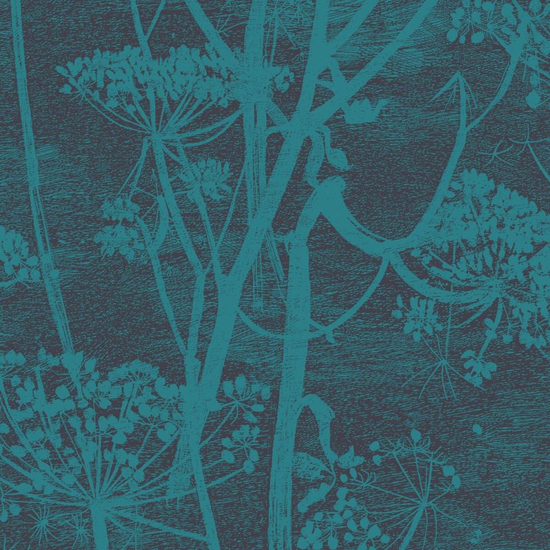 Cole and Son Cow Parsley Teal Wallpaper - Vintage Floral Design for Living Room, Bedroom & Dining Room Decor - Peel and Stick Removable Wallpaper Roll (112/8030)