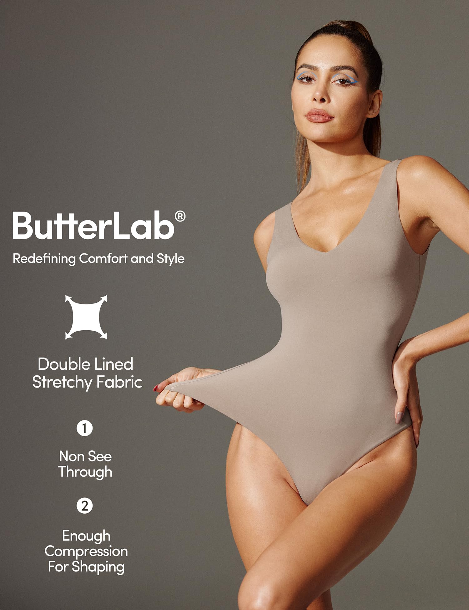 IUGA Women's Tummy Control V-Neck Backless Bodysuit - Sleeveless Tank Top for Shapewear & Layering | Perfect for Workout, Clubwear & Everyday Fashion