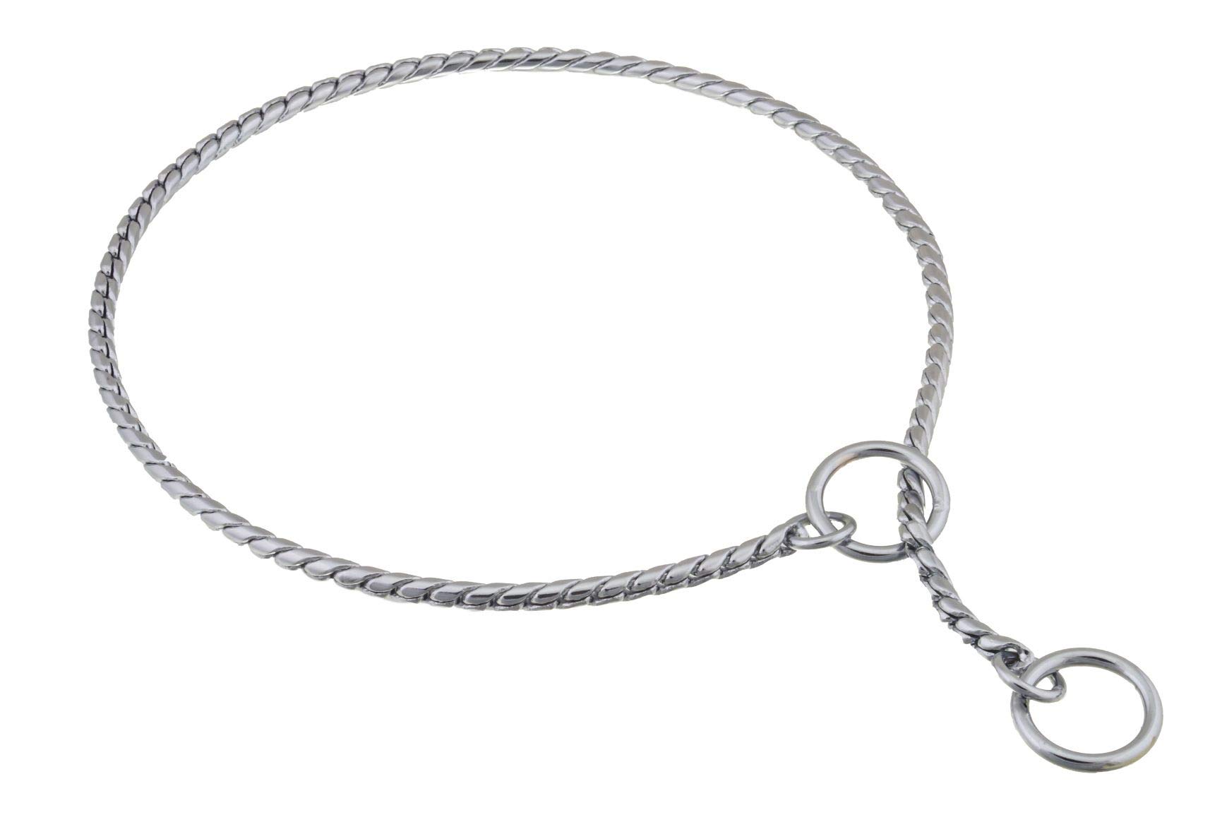 Premium Metal Chain Dog Show Collar - Adjustable Slip Collar for Toy/Small/Medium/Large/XL Dogs - Shiny Brass Snake Chain Pet Collar (Chrome, 18