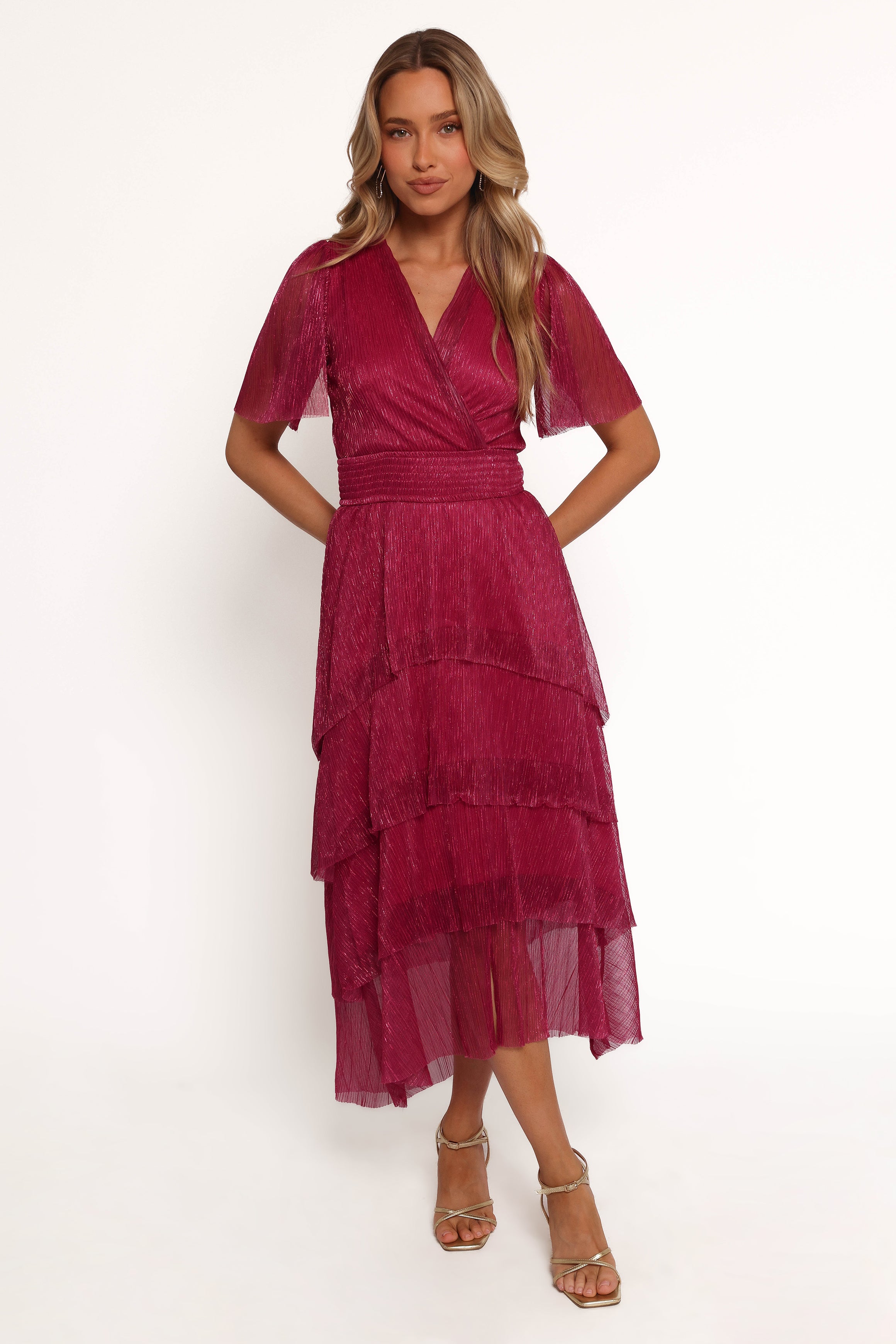 Elegant Jasmin Midi Dress in Soft Pink - Perfect for Summer Weddings, Garden Parties & Casual Outings