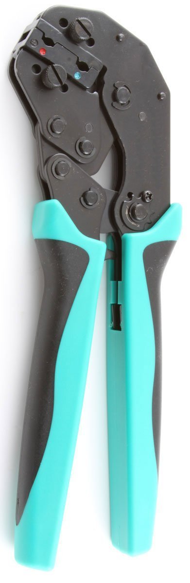 Professional Ratchet Crimping Tool for 22-14 Gauge Insulated Flag Connectors - Heavy Duty Electrical Wire Terminal Crimper (1-Pack) - Perfect for Automotive Wiring, DIY Electrical Projects, and Industrial Applications