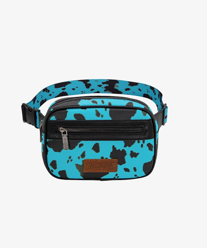Wrangler Cow Print Belt Bag - Stylish Western Crossbody Fanny Pack for Men & Women - Perfect for Concerts, Hiking, and Travel