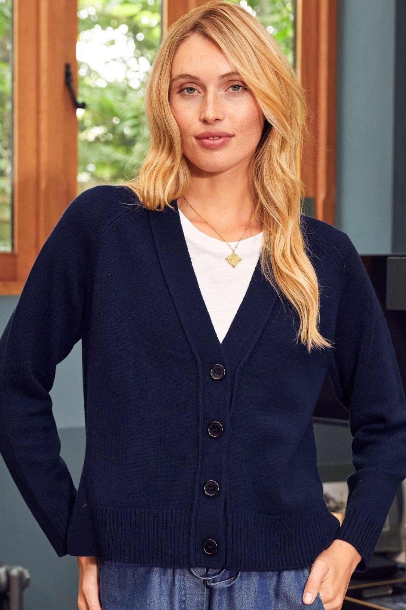 Soft & Cozy Merino Wool Swing Cardigan for Women - Navy Blue | Perfect for Fall & Winter Layering, Office Wear & Casual Outfits