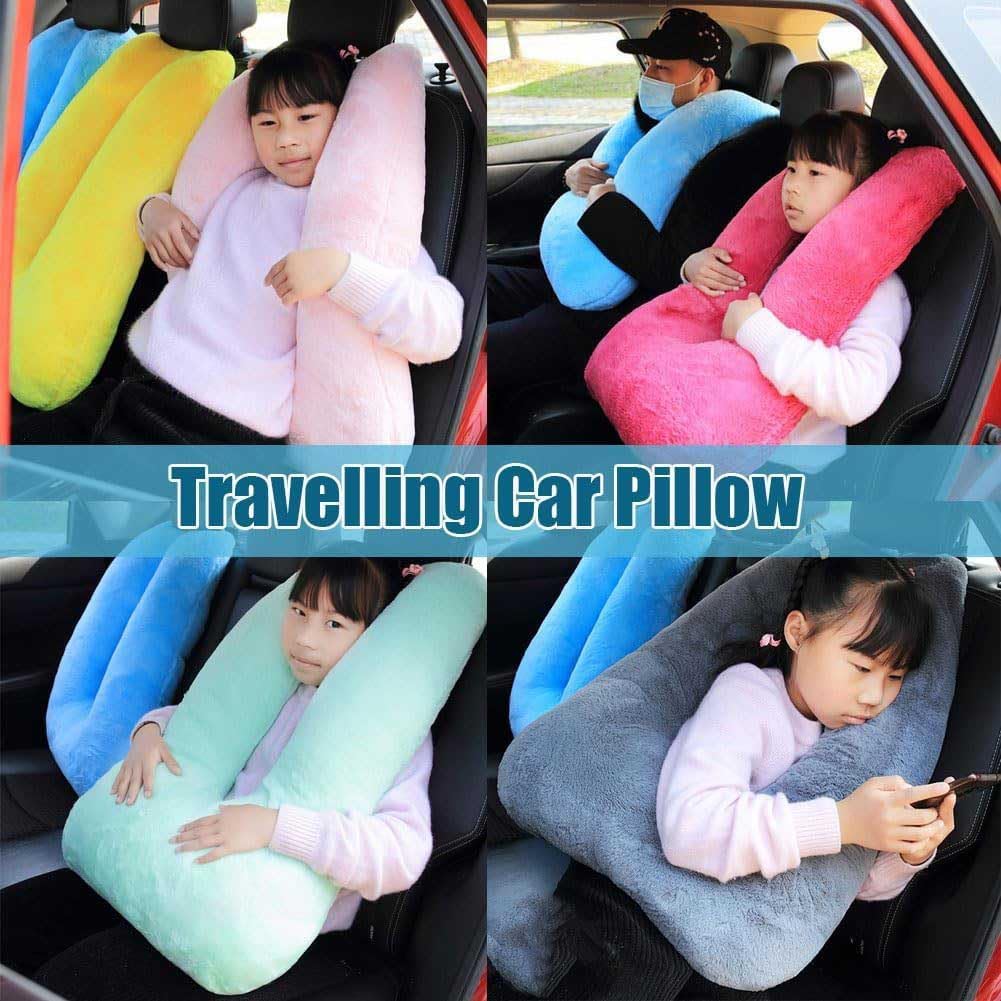 Kids Travel Pillow for Car - Comfortable Neck & Head Support for Long Trips | Car Seat Sleeping Pillow for Children | Perfect for Family Road Trips & Airplane Travel (Set A)