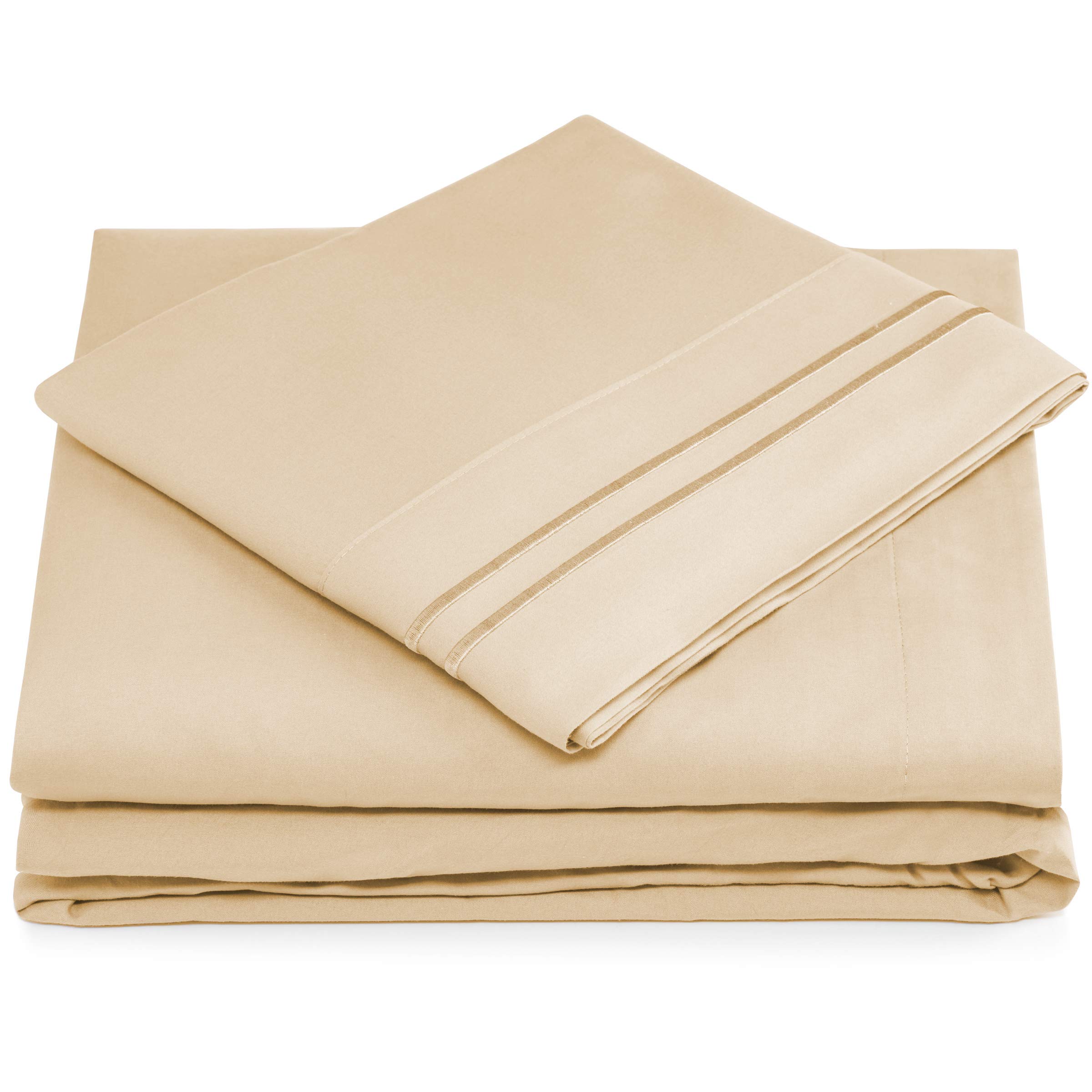 Luxury 6-Piece Full Size Sheet Set - 1500 Series Deep Pocket Bed Sheets - Hypoallergenic Soft Bedding Bundle (Cream) for Master Bedroom, Guest Room & Vacation Homes