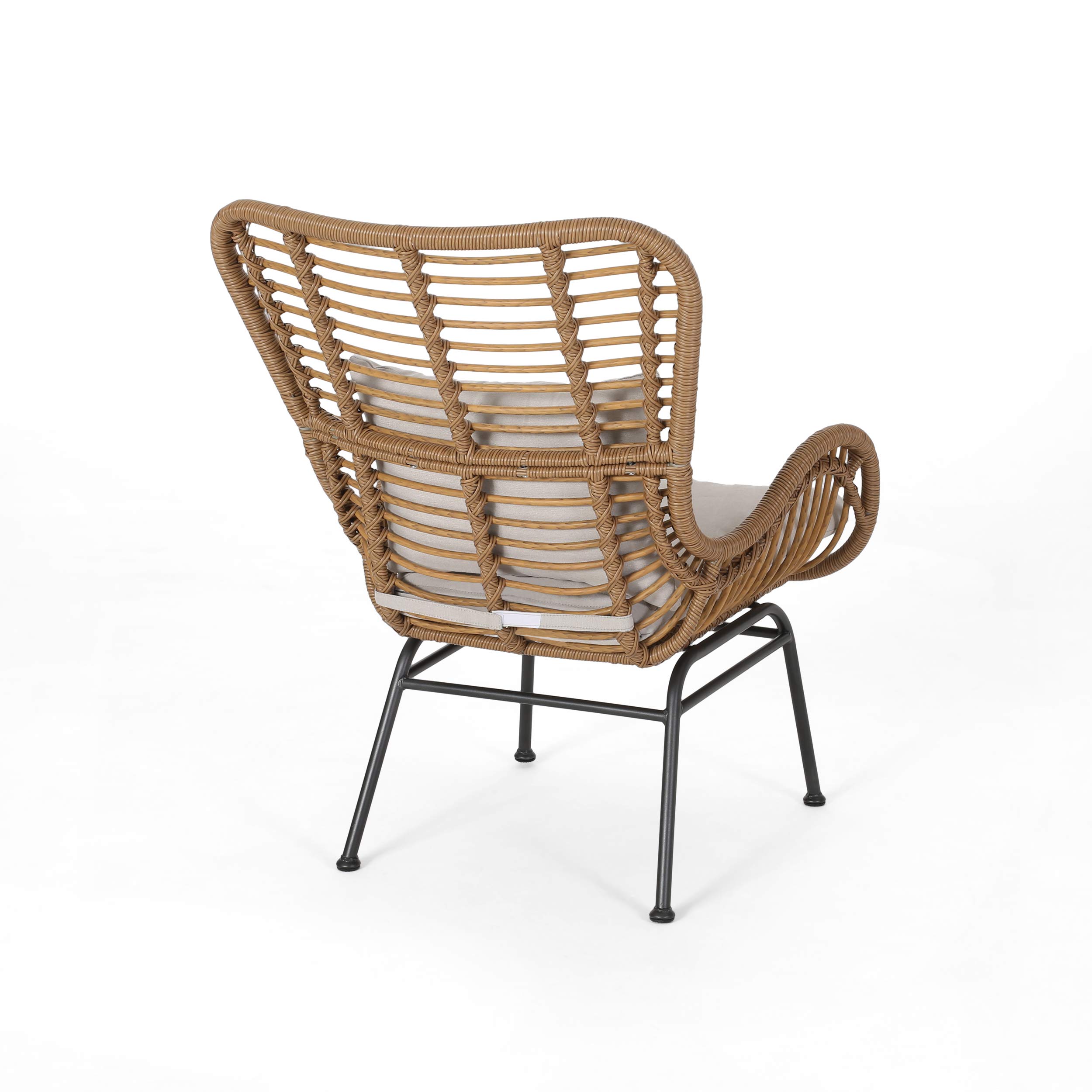 Premium Outdoor Wicker Club Chairs with Cushions (Set of 2) - Light Brown & Beige - Weather-Resistant Patio Furniture for Garden, Poolside & Backyard Relaxation