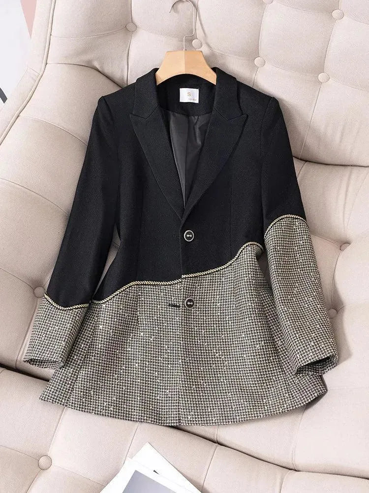 Elegant Patchwork Sequin Women's Pant Suit for Formal Events - Perfect for Weddings, Parties & Evening Occasions