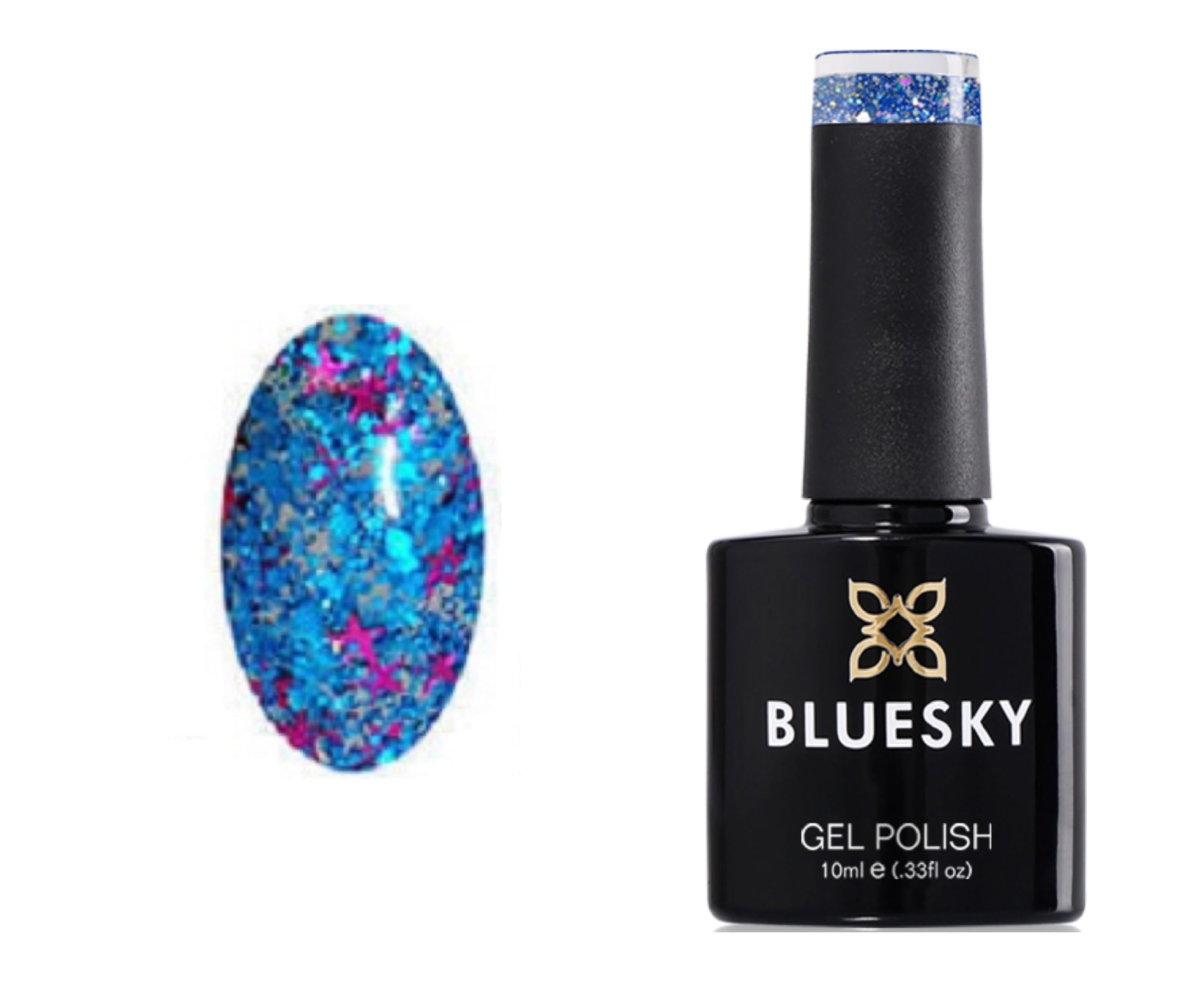 Bluesky Gel Nail Polish - Bust A Move SP17 Blue Glitter Nail Lacquer (10ml) | Long-Lasting UV LED Lamp Cured Gel Polish for Salon & Home Manicures | Perfect for Parties, Weddings & Special Occasions
