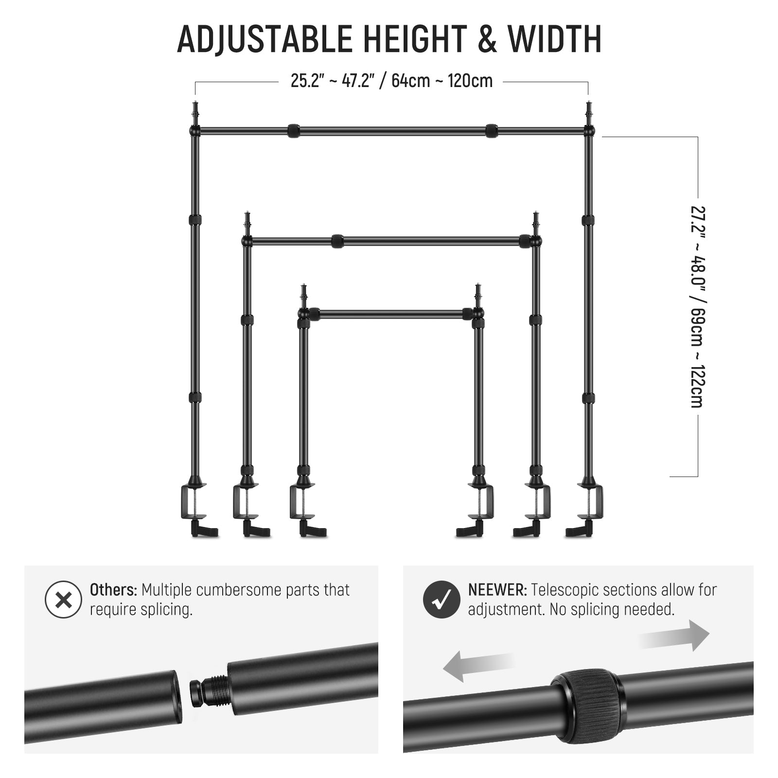 NEEWER NK002 Overhead Camera Mount Rig - Adjustable 360° Swivel Arm for DSLR, Mirrorless & Smartphone - Perfect for YouTube, TikTok, Cooking & Unboxing Videos