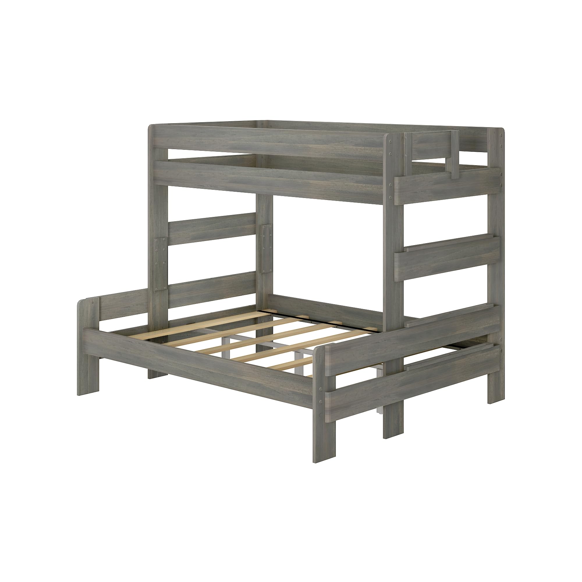 Max & Lily Solid Wood Twin XL Over Queen Bunk Bed Frame for Kids - No Box Spring Needed - Driftwood Finish | Space-Saving Kids' Bedroom Furniture for Siblings or Sleepovers