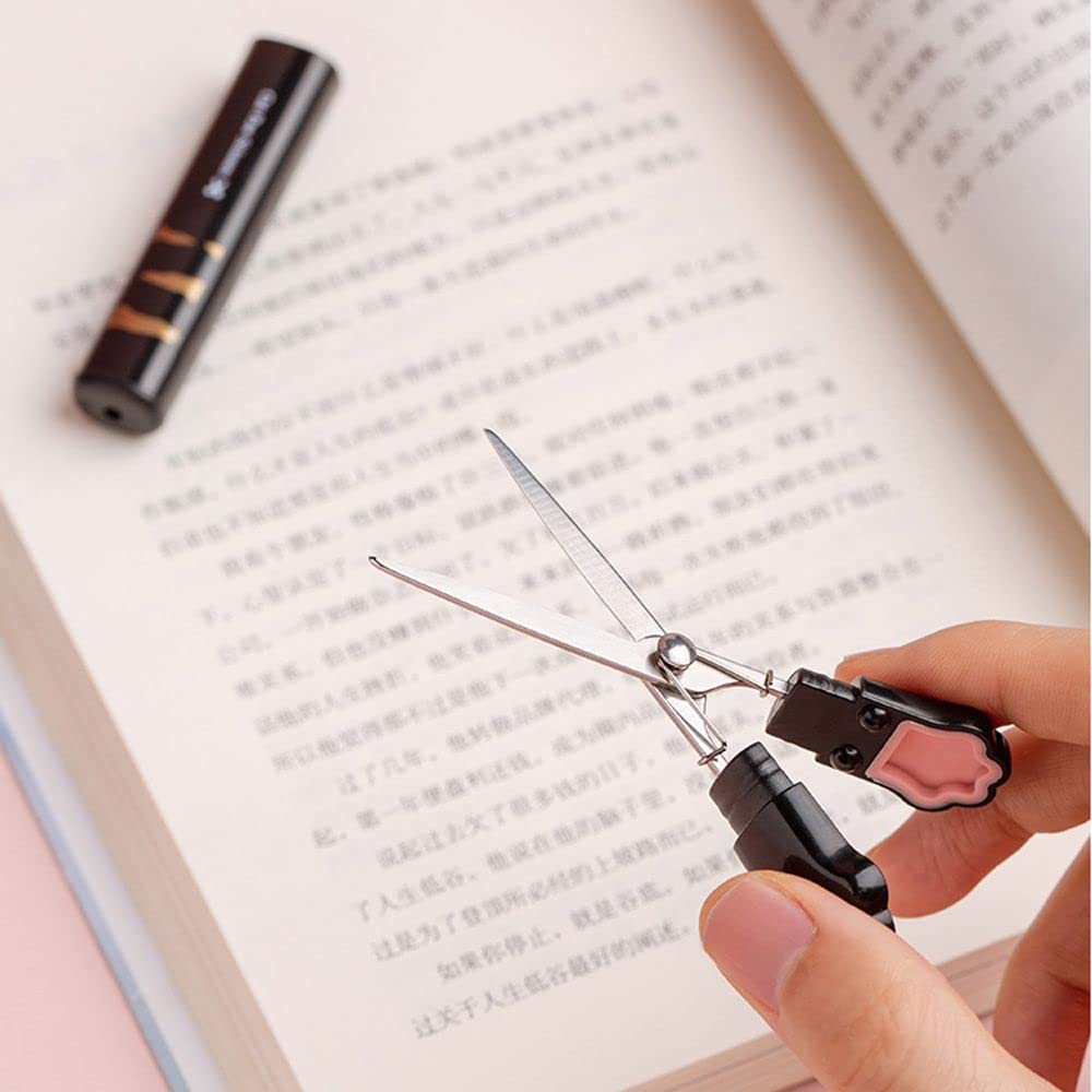 Mini Cute Cat Paw Folding Scissors - Safe & Portable Craft Scissors for Home, School, Office | Perfect for Teachers, Students & Kids | Great for DIY Projects, Gift Wrapping & Classroom Supplies (Black)
