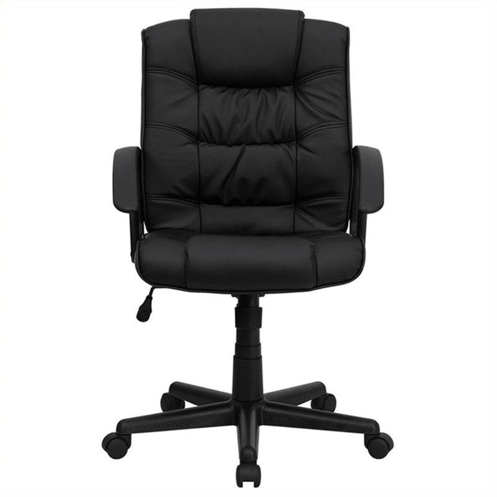 UrbanPro Mid Back Black Leather Office Chair - Ergonomic Executive Desk Chair with Lumbar Support for Home & Office Workspaces