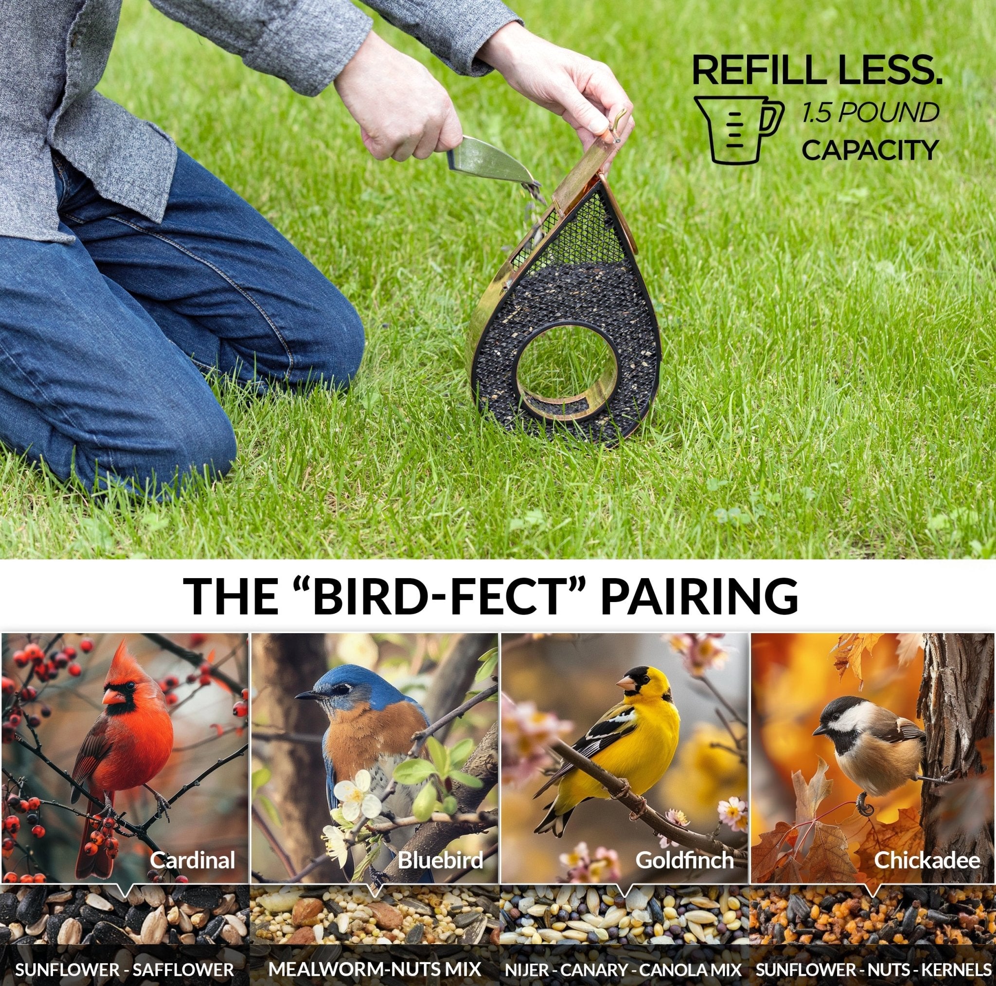Copper Mesh Bird Feeder with Rain Drop Design - Fly-Thru Style for Outdoor Garden & Backyard Bird Watching