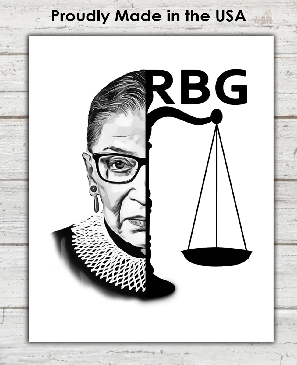 RBG Wall Art - 8x10 Inspirational Ruth Bader Ginsburg Poster, Motivational Quotes & Positive Affirmations Decor for Office, Bedroom, Living Room - Perfect Gift for Women & Men Lawyers, Feminists & Activists