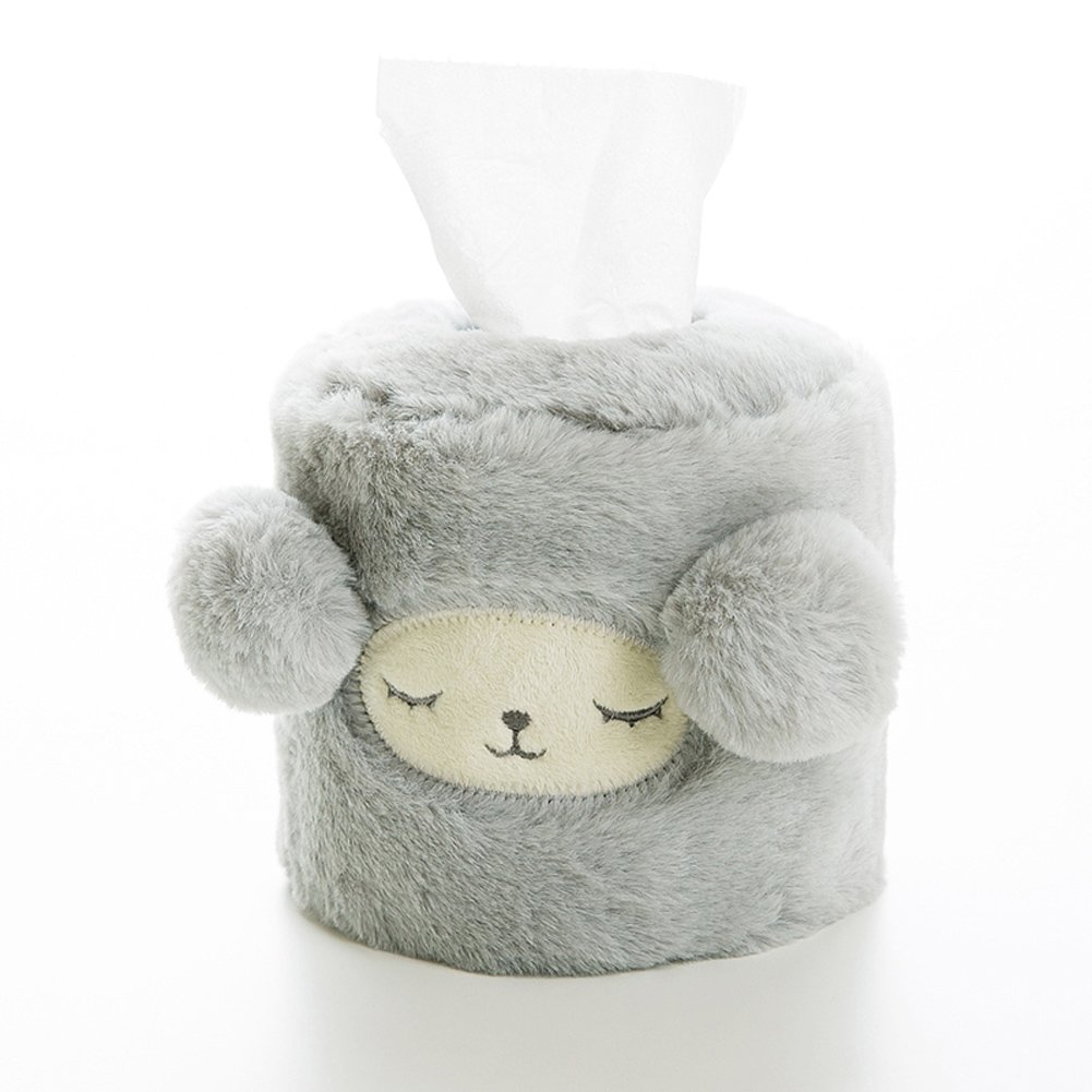 Soft Round Plush Alpaca Tissue Box Cover - Cute Napkin Holder for Living Room, Bedroom & Bathroom Decor - Perfect for Home, Office & Gift Giving