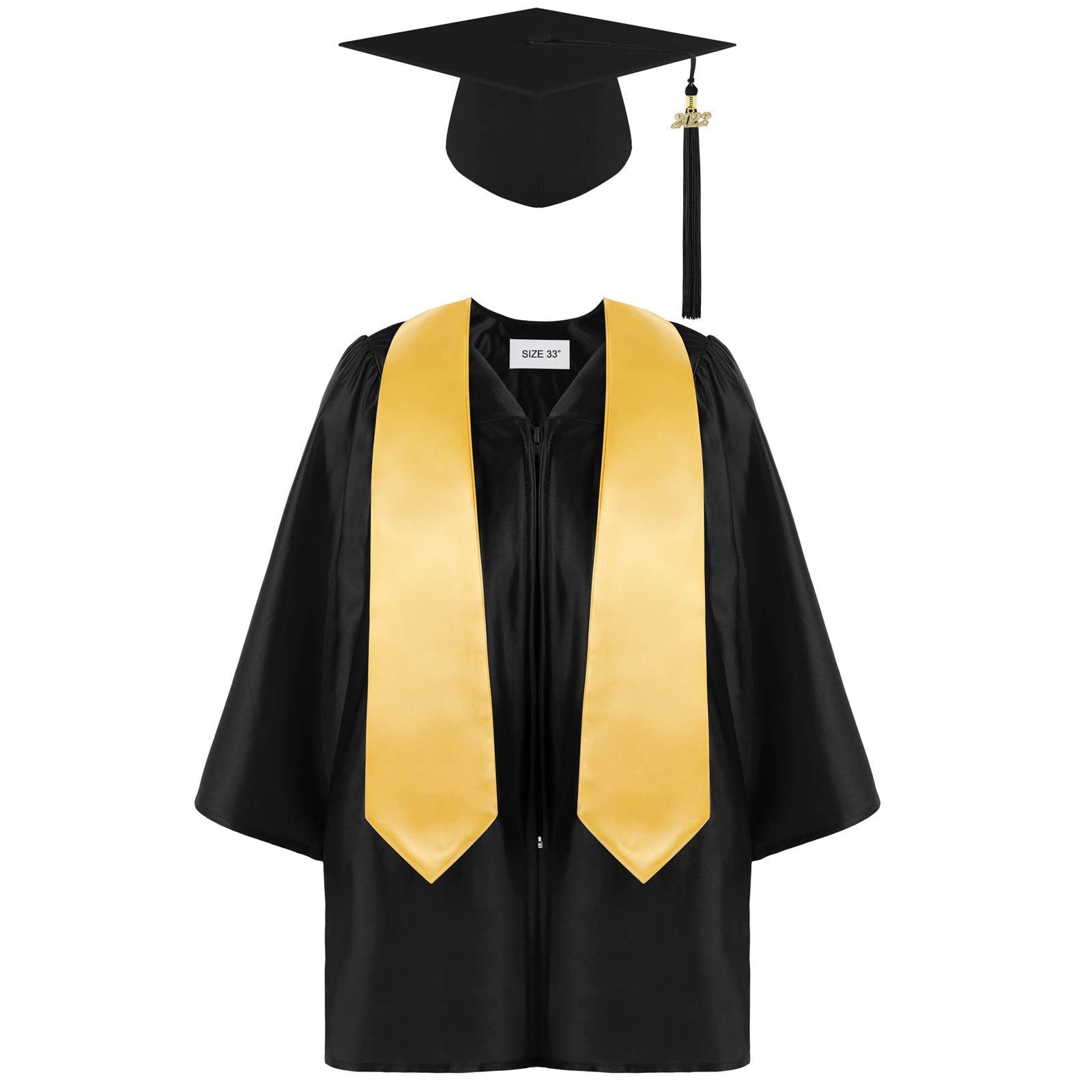 Preschool & Kindergarten Graduation Gown Cap Set for Boys & Girls (2-12 Years) - Includes 2022 Tassel & Sash - Perfect for Commencement Ceremonies & Photo Shoots (Black, 10-12 Years)