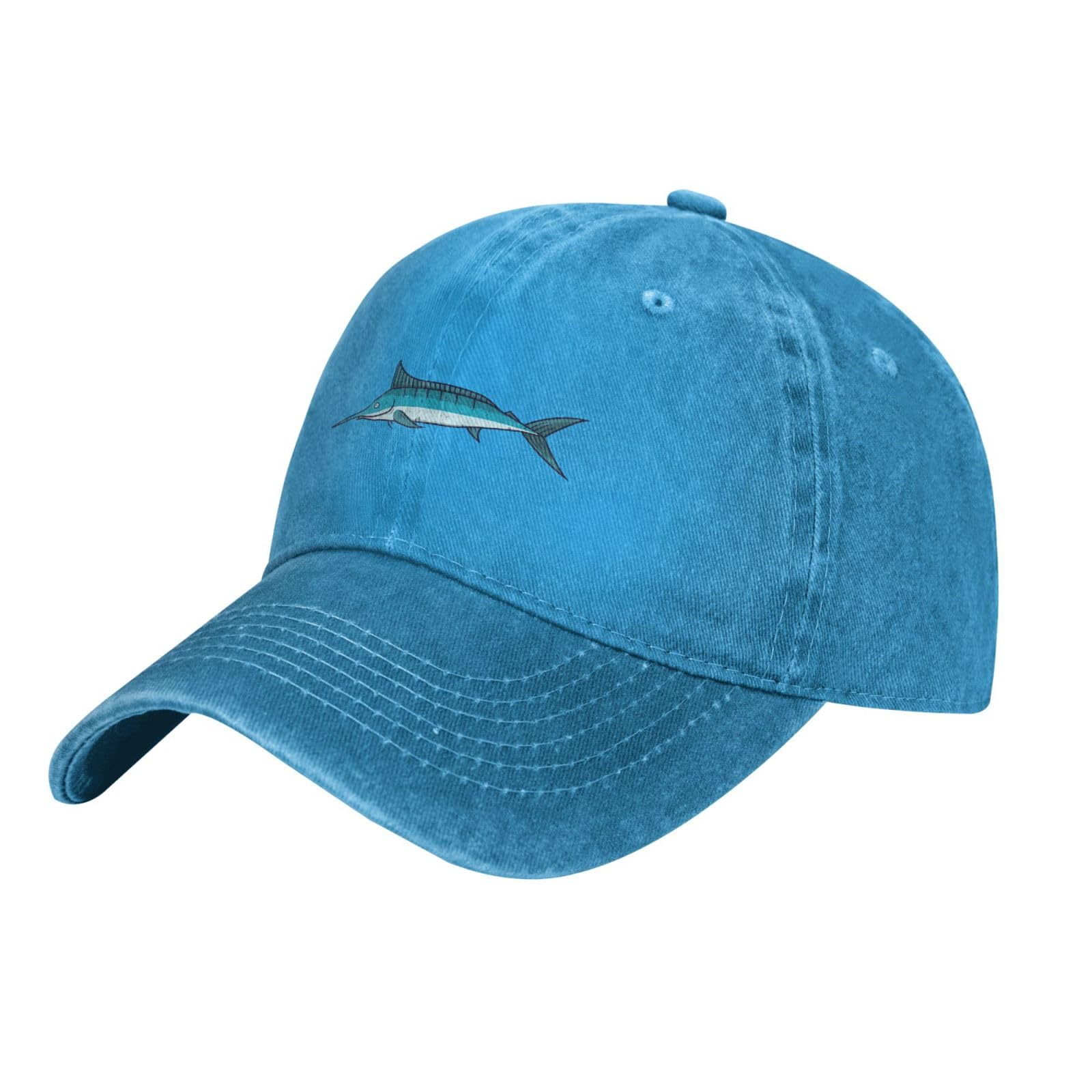 Blue Marlin Baseball Cap for Men & Women - Adjustable Cotton Trucker Dad Hat - Perfect for Outdoor Sports, Fishing & Casual Wear