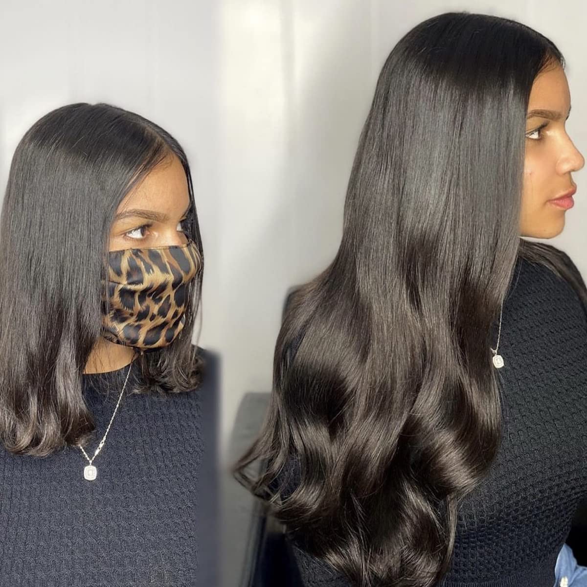 Clip in Human Hair Extensions 16inch - 8pcs 120g Body Wave Real Hair Extensions #1B Natural Black for Women | Soft Wavy Hairpiece for Volume & Length | Perfect for Parties, Weddings & Everyday Styling