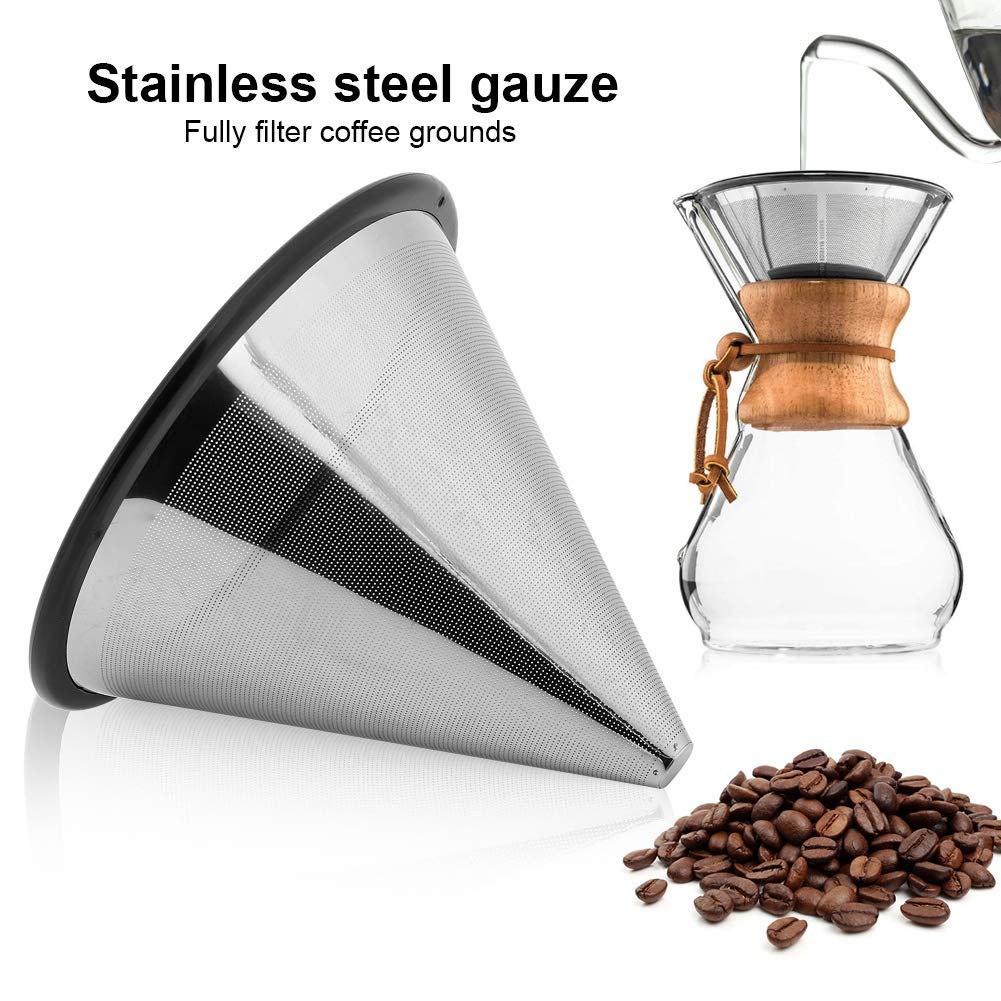 Stainless Steel Pour Over Coffee Dripper - Reusable Paperless Coffee Filter Cone for Home Brewing | Perfect for Camping, Office & Specialty Coffee Lovers