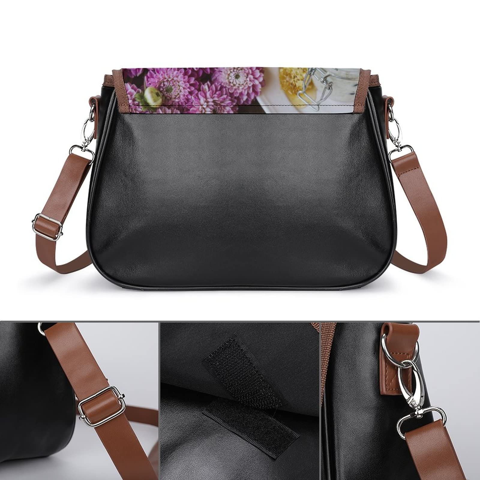 Trendy Printed Crossbody Bags for Women - Fashion Leather Shoulder Purse with Daisy Floral Design - Perfect for City Commute, Brunch & Daily Use