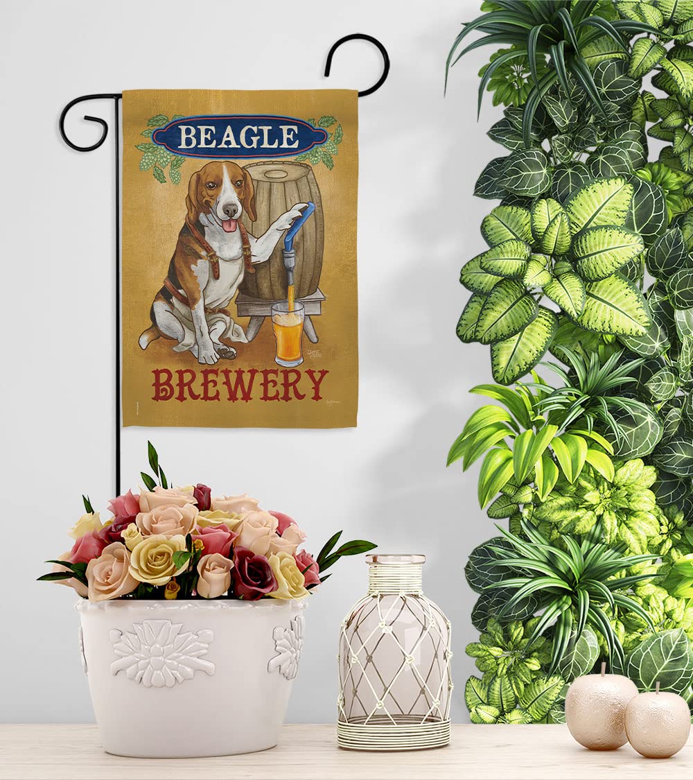 Beagle Brewery Garden Flag Set with Stand - Double-Sided Dog Decor for Yard & Home