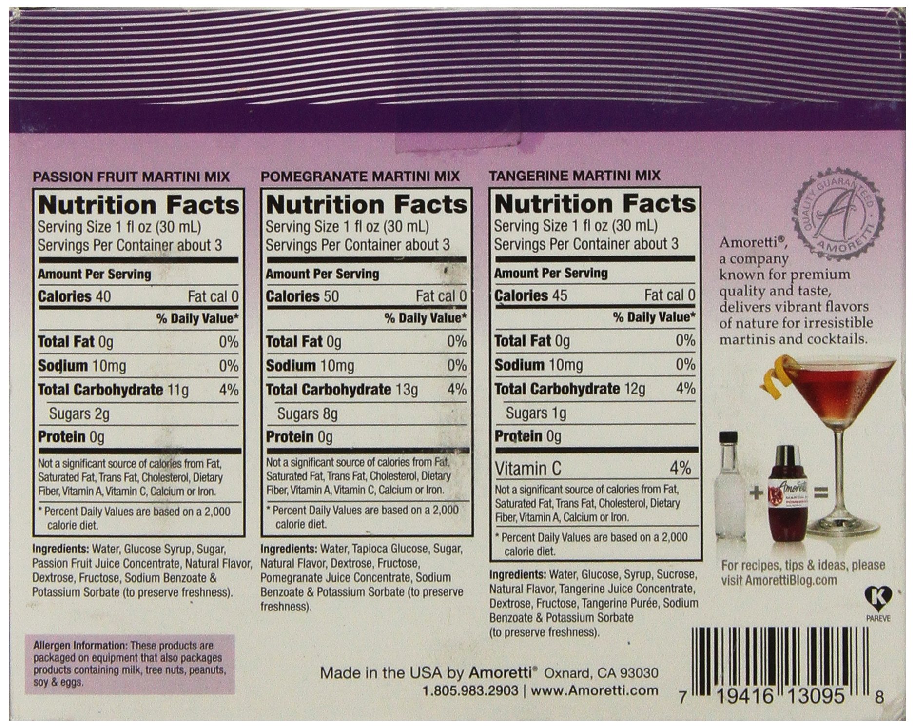 Amoretti Premium Martini Cocktail Mix - Exotic Mini Bottles Set of 3 (Tangerine, Pomegranate & Passion Fruit) | Perfect for Home Bars, Cocktail Parties & Gifts