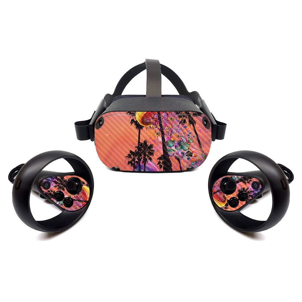 Premium Carbon Fiber Skin for Oculus Quest - Jellyfish Palms Design | Protective & Durable Textured Cover | Easy to Apply & Remove | Made in USA | Perfect for Gaming, VR Protection & Style Customization