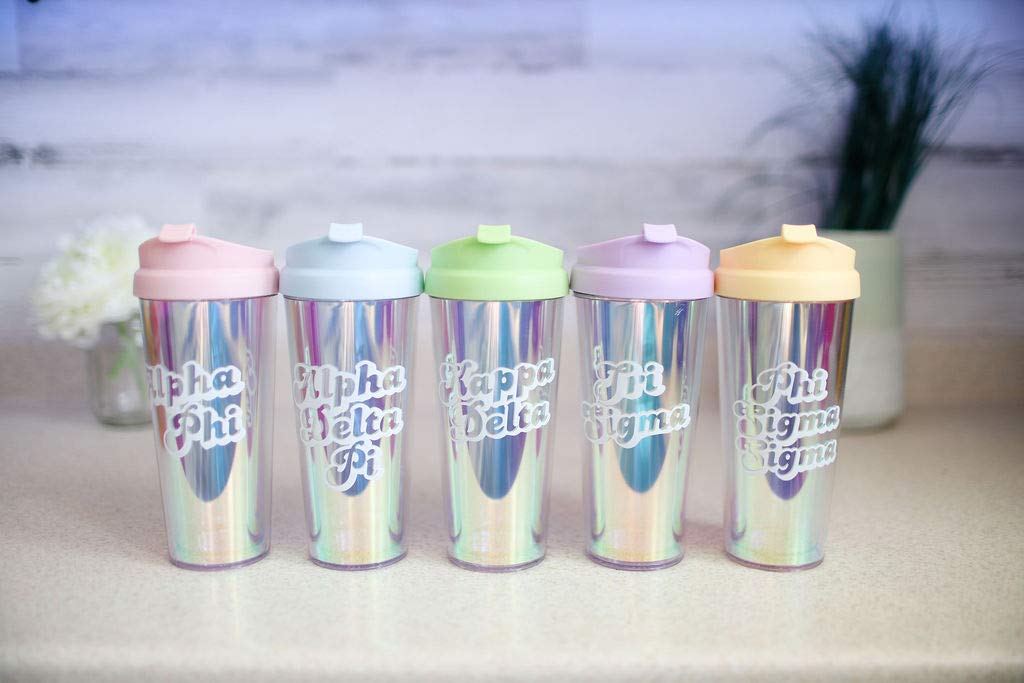 Gamma Phi Beta Sorority Tumbler - 20oz Insulated Stainless Steel Cup with Lid & Straw, Retro Greek Letter Design - Perfect for Sisterhood Events, Campus Life & Coffee Lovers