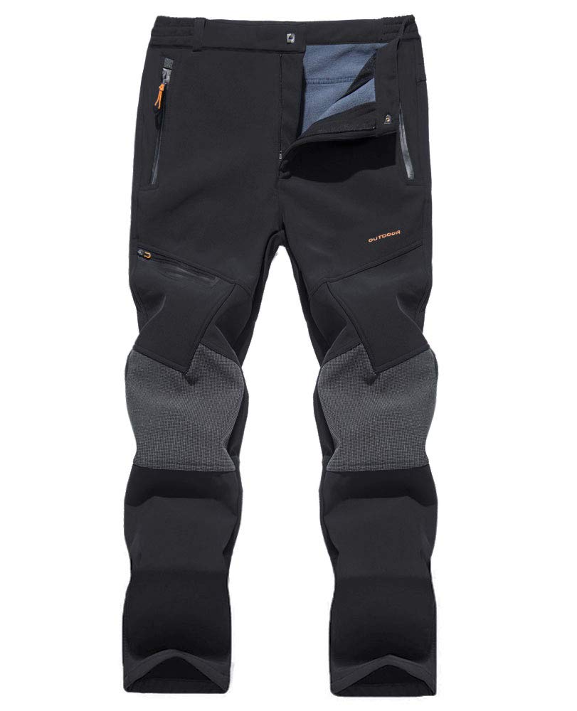 **TOTNMC Men's Fleece-Lined Ski Pants with Reinforced Knees - Waterproof Winter Snow Pants for Skiing, Hiking & Outdoor Camping - Warm & Durable Cold Weather Gear**