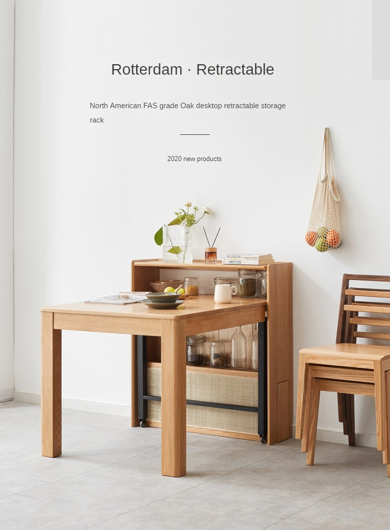 Solid Oak Wood Extendable Dining Table & Buffet Sideboard - Perfect for Small Spaces, Entertaining, and Modern Farmhouse Decor