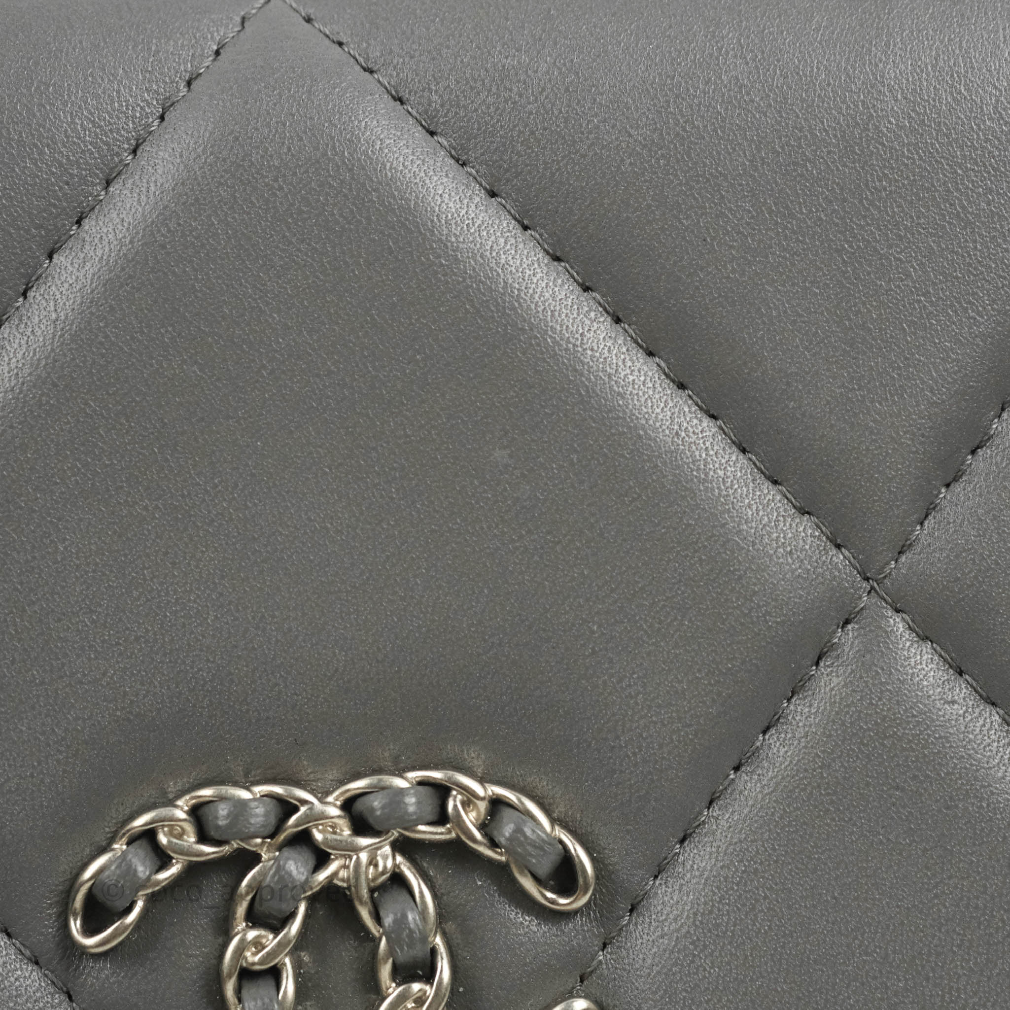 Chanel 19 Wallet on Chain WOC - Dark Grey Lambskin Leather with Mixed Hardware | Luxury Crossbody Bag for Women, Perfect for Evening Events & Daily Use