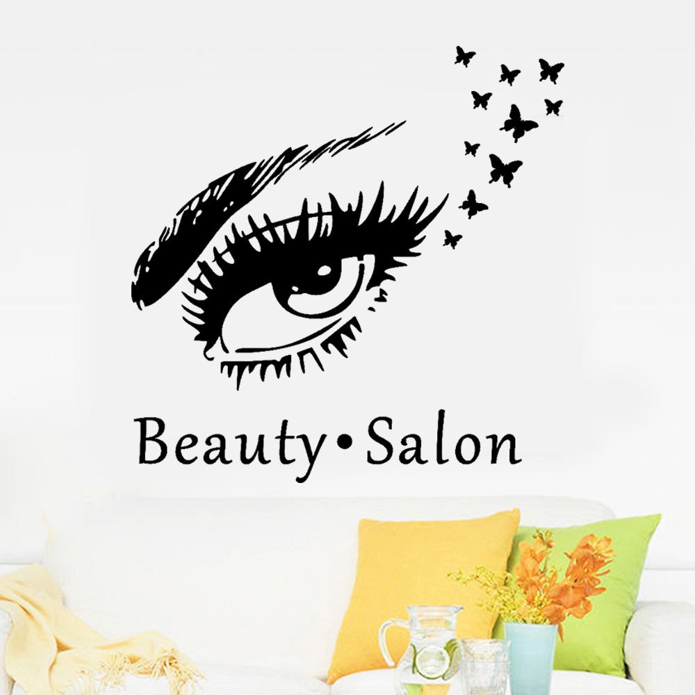 Celendi Silhouette Wall Stickers for Girls Bedroom & Salon Decor - Beauty Eyes Design for Home & Shop