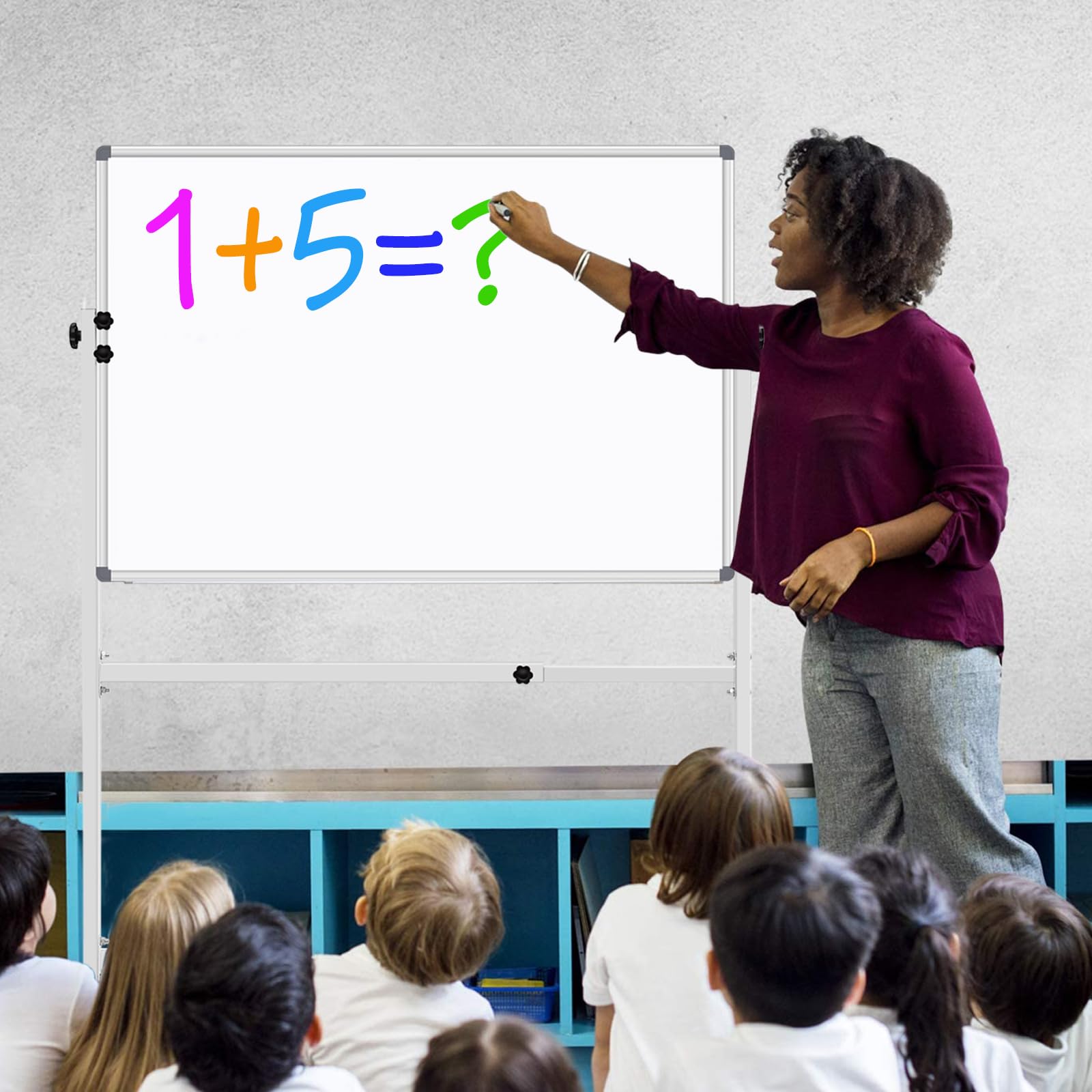 Adjustable Height 36x24 Dry Erase Whiteboard with Rolling Stand - Mobile Magnetic Whiteboard on Wheels for Office, Classroom & Home Use