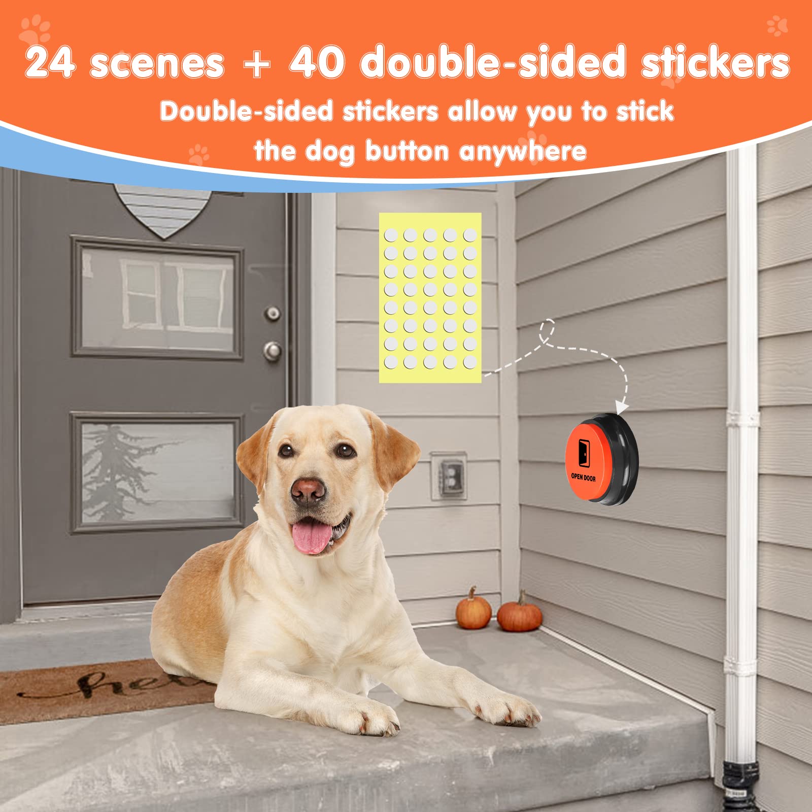 Dog Communication Buttons - 4 Recordable Sound Buttons with 24 Training Scenes & Non-Slip Mat for Pet Training | Includes 8 AAA Batteries | Perfect for Teaching Dogs to Talk & Express Needs