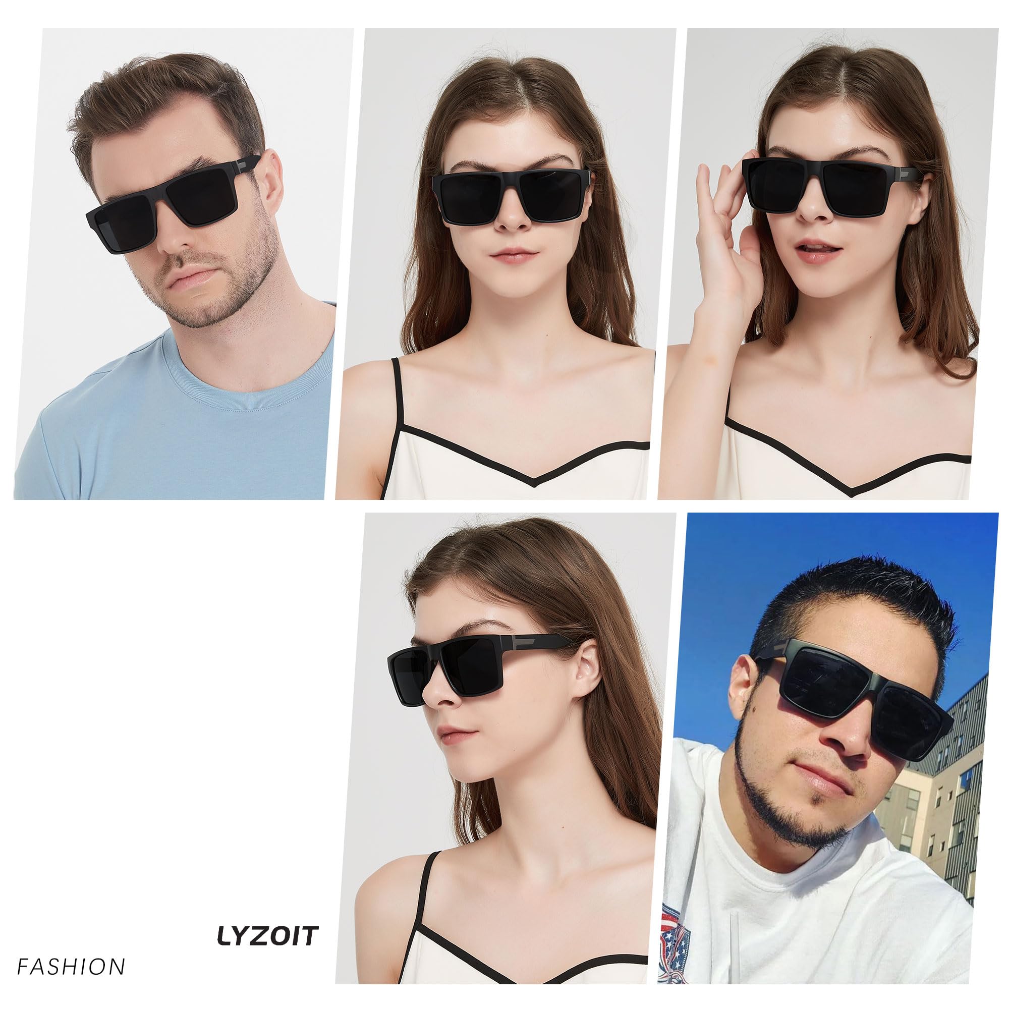 LYZOIT Square Polarized Sunglasses for Men & Women - UV Protection, Oversized Rectangle Shades for Driving, Beach & Outdoor Activities