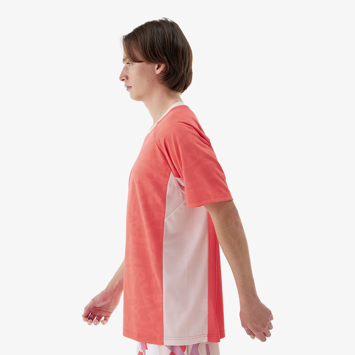 Yonex Men's Crew Neck Performance Shirt 10634 - Coral Red - Breathable & Moisture-Wicking for Tennis, Golf & Casual Wear