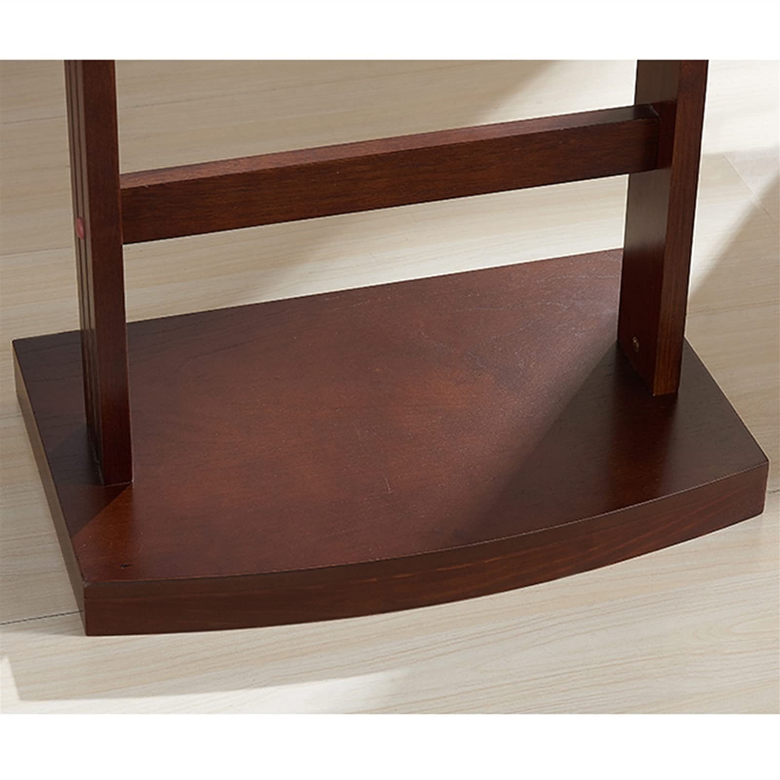 Premium Wooden Suit Valet Stand with Trouser Bar & Jacket Hanger - Sturdy Floor Clothes Rack for Bedroom & Living Room - Space-Saving Organizer (43.1