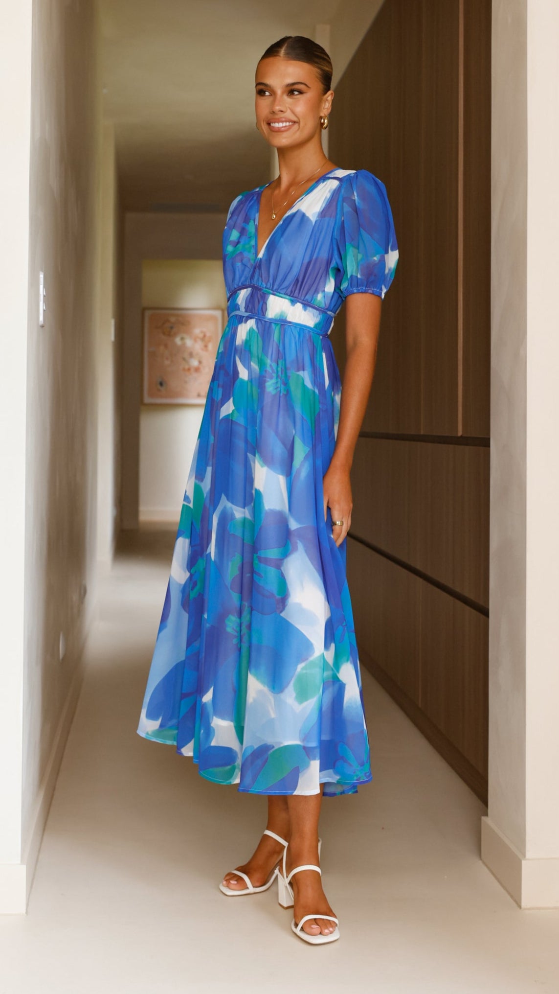 Ilah Maxi Dress for Women - Flowy Blue & Green Boho Summer Dress - Perfect for Beach, Vacation & Casual Outings