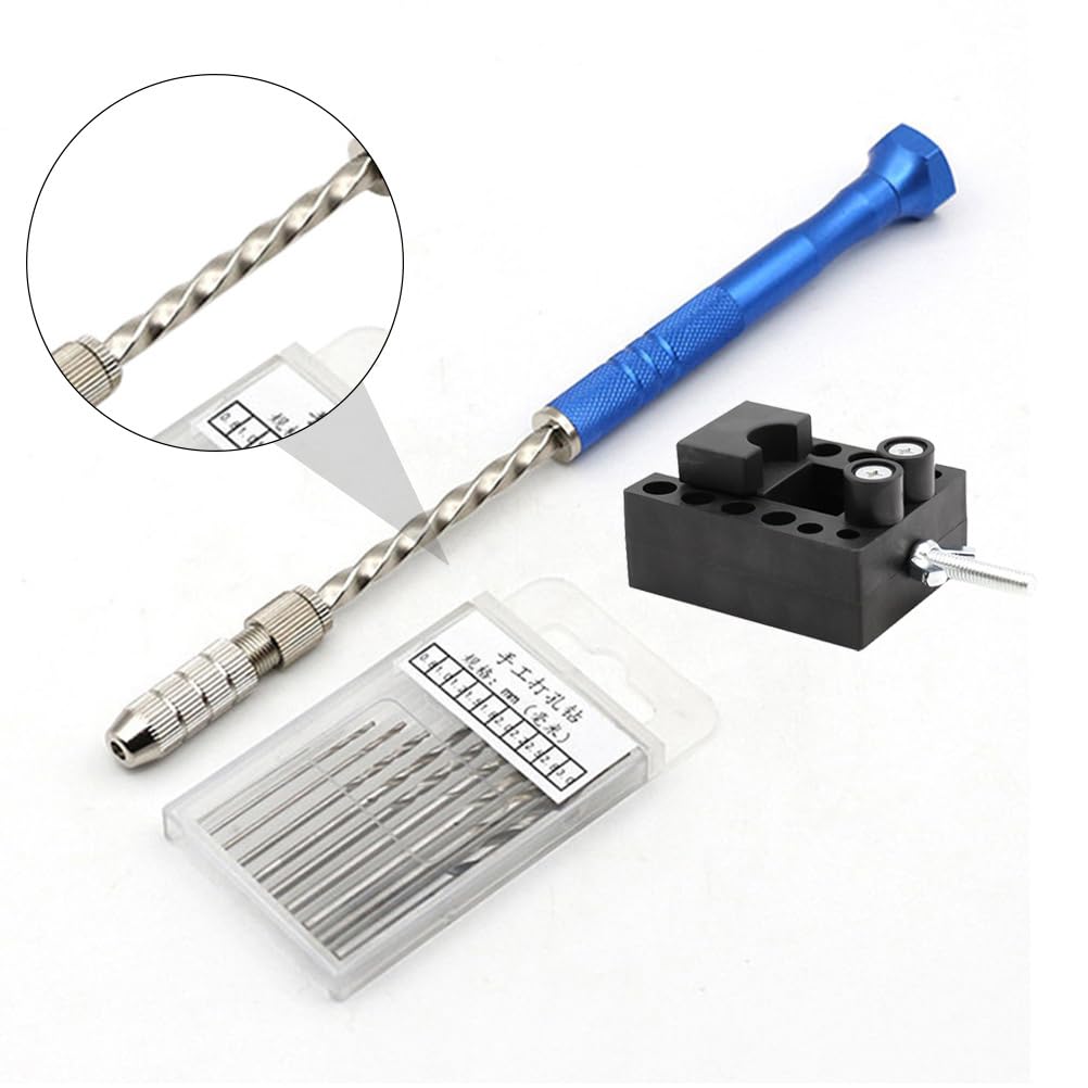 Jojofuny Semi-Automatic Hand Drill Pin Vise Set - Steel Push Drill Tool for Walnut, Wood, Jewelry & DIY Crafting | Multi-Function Rotary Tool for Pearl Drilling & Small Projects - Perfect for Woodworking, Jewelry Making & Home DIY Repairs