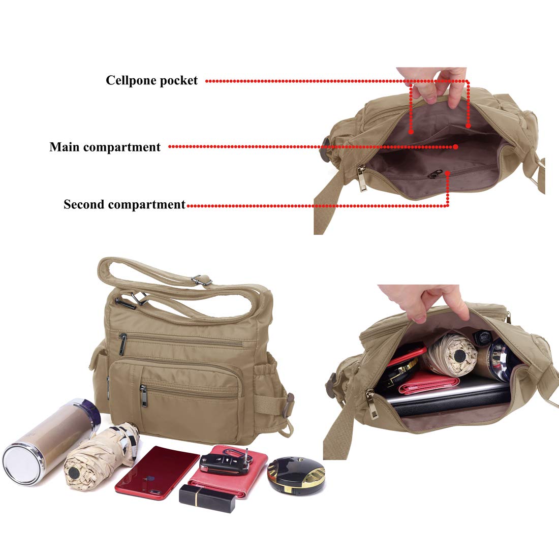 VOLGANIK ROCK RFID Anti-Theft Crossbody Bag for Women - Waterproof Shoulder Bag & Messenger Purse - Stylish Nylon Handbag for Travel, Commuting & Everyday Use