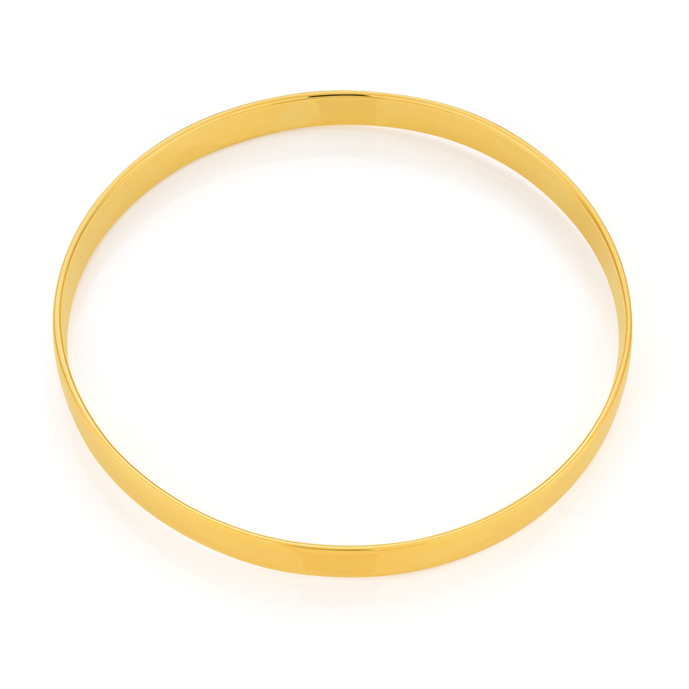 9ct Yellow Gold 6mm Wide Solid Bangle Bracelet for Women - Elegant Stackable Jewelry for Everyday Wear & Special Occasions