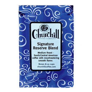 Churchill Coffee Signature Reserve Blend - 10 Portioned Packs (1.5 oz Each) - Premium Ground Unflavored Coffee for Home, Office & Gifts - Perfect for Coffee Lovers & Daily Brewing