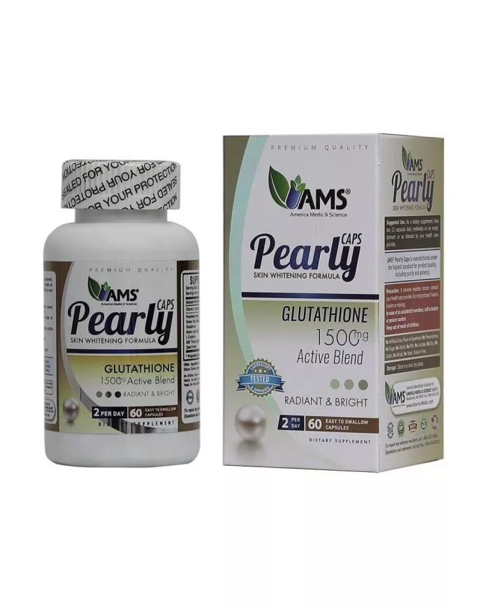 AMS Pearly Skin Glutathione Supplement 60 Capsules - Skin Brightening & Anti-Aging Antioxidant - For Glowing Complexion & Even Skin Tone - Perfect for Daily Beauty Routine & Travel